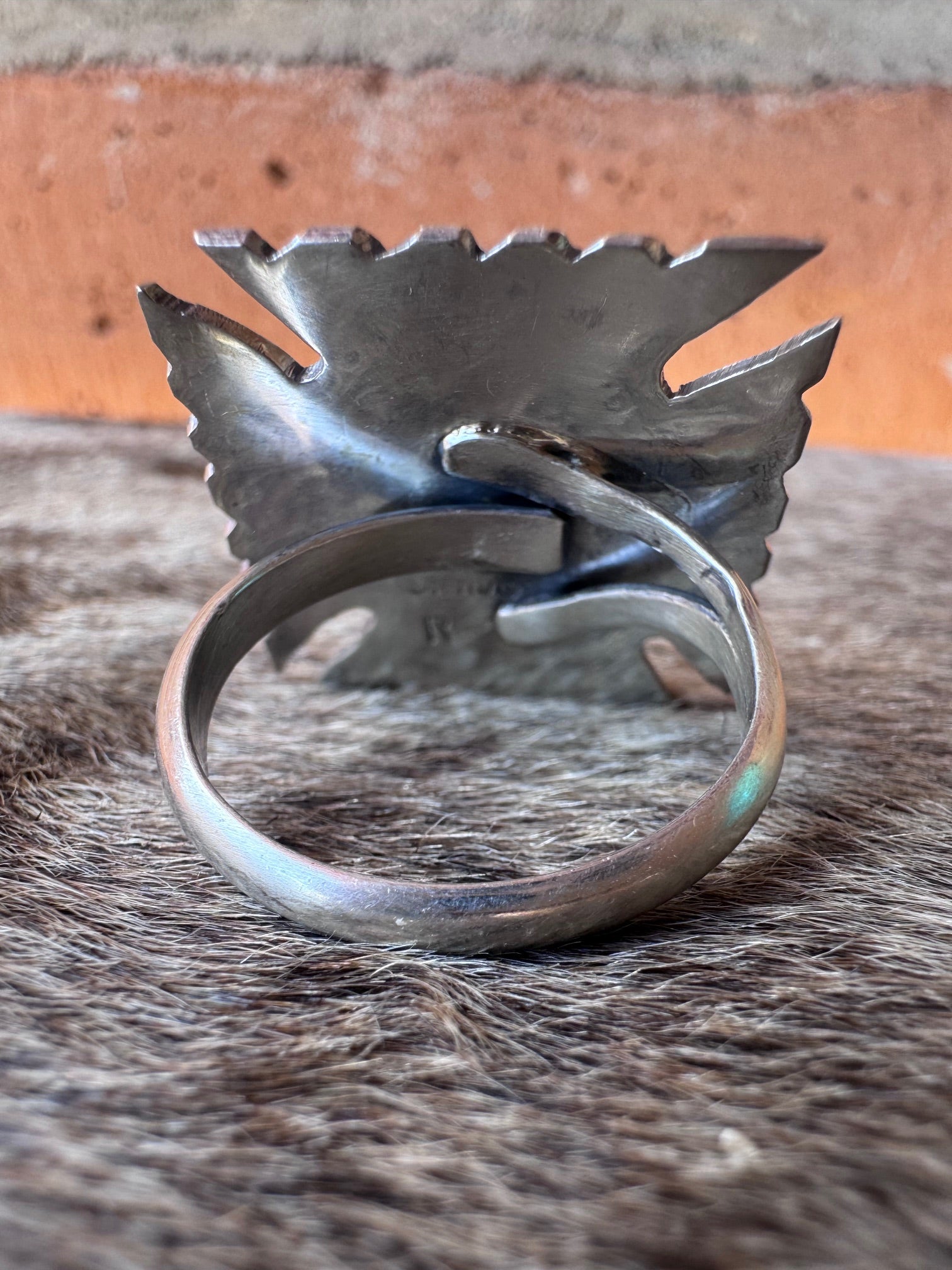 Handcrafted Turquoise & Sterling Silver Adjustable Cross Ring