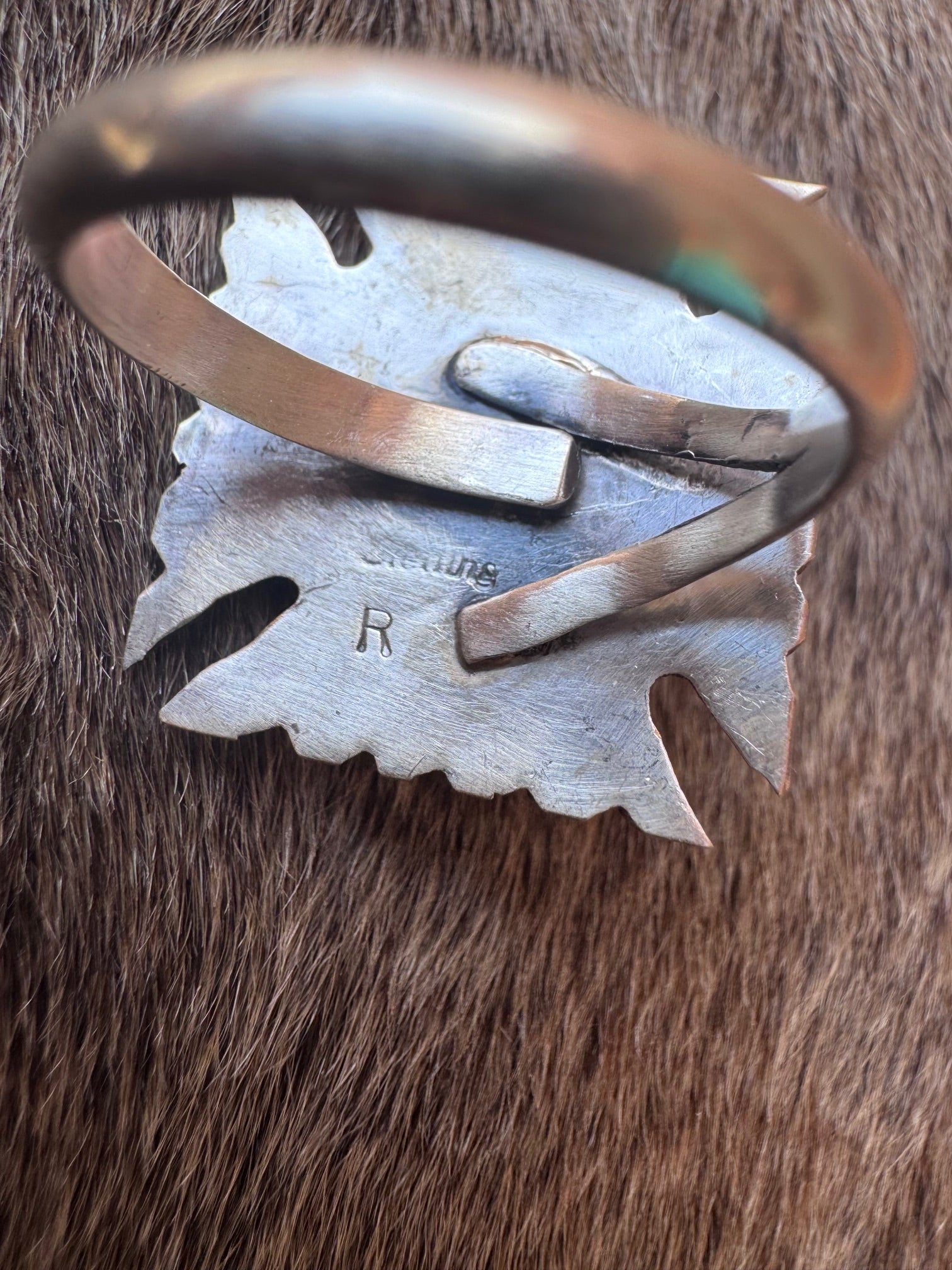 Handcrafted Turquoise & Sterling Silver Adjustable Cross Ring