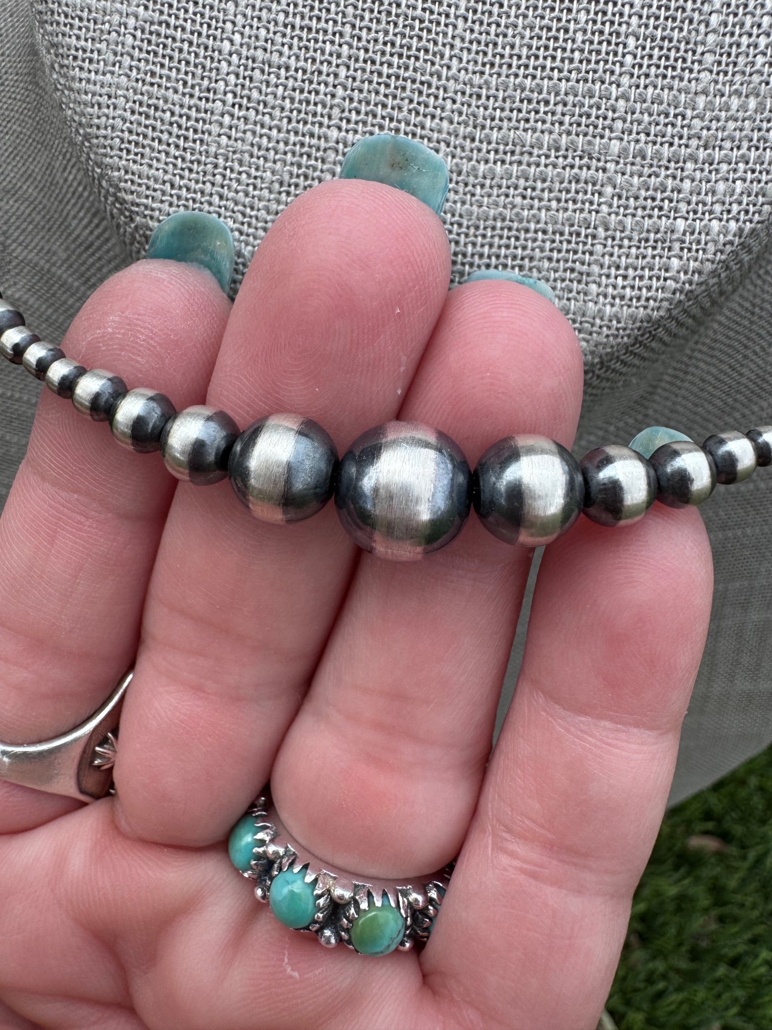 Handcrafted Sterling Silver Pearl 3-10mm Beaded Wrap Choker Necklace 14-16.5"