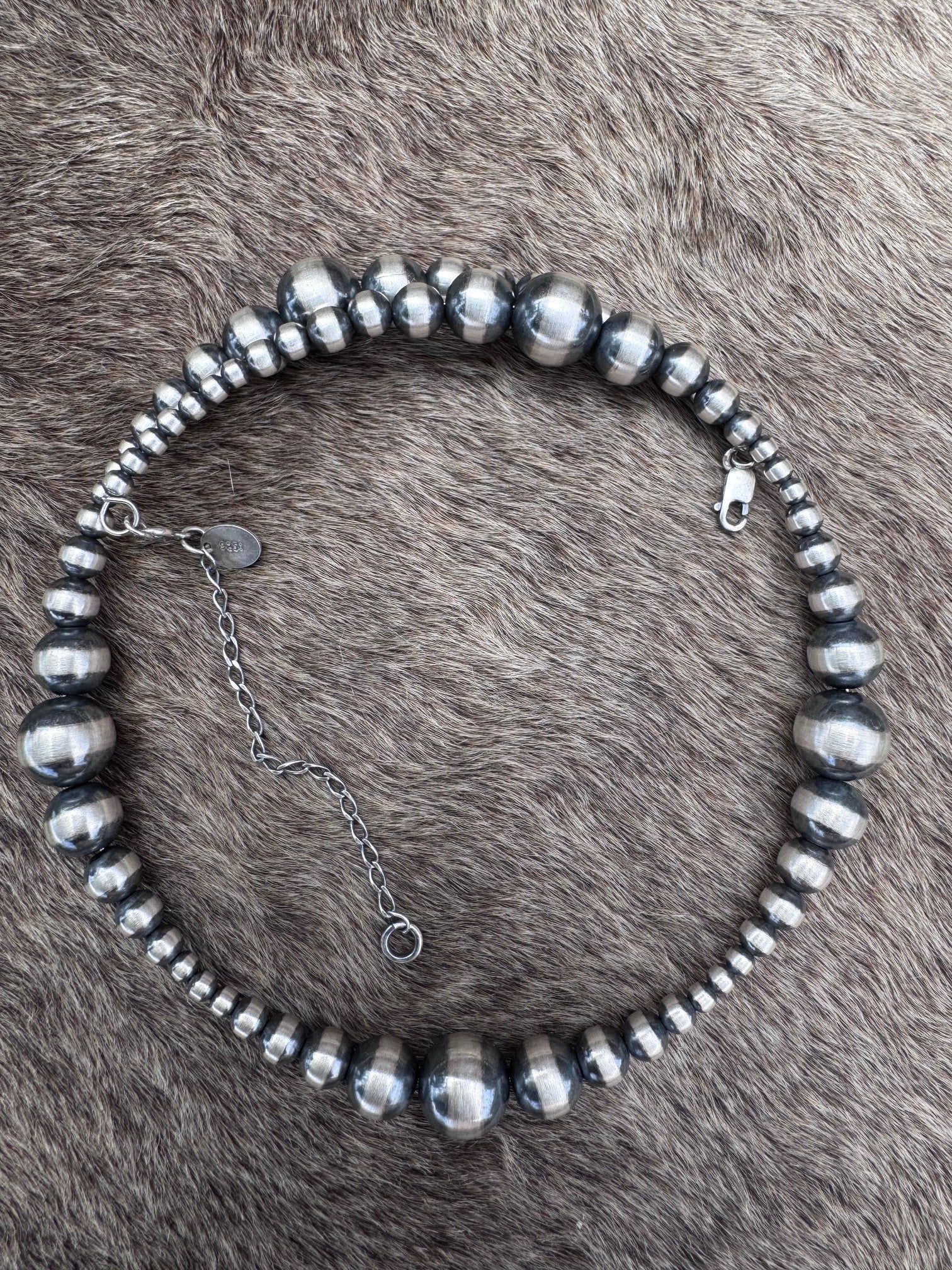 Handcrafted Sterling Silver Pearl 3-10mm Beaded Wrap Choker Necklace 14-16.5"