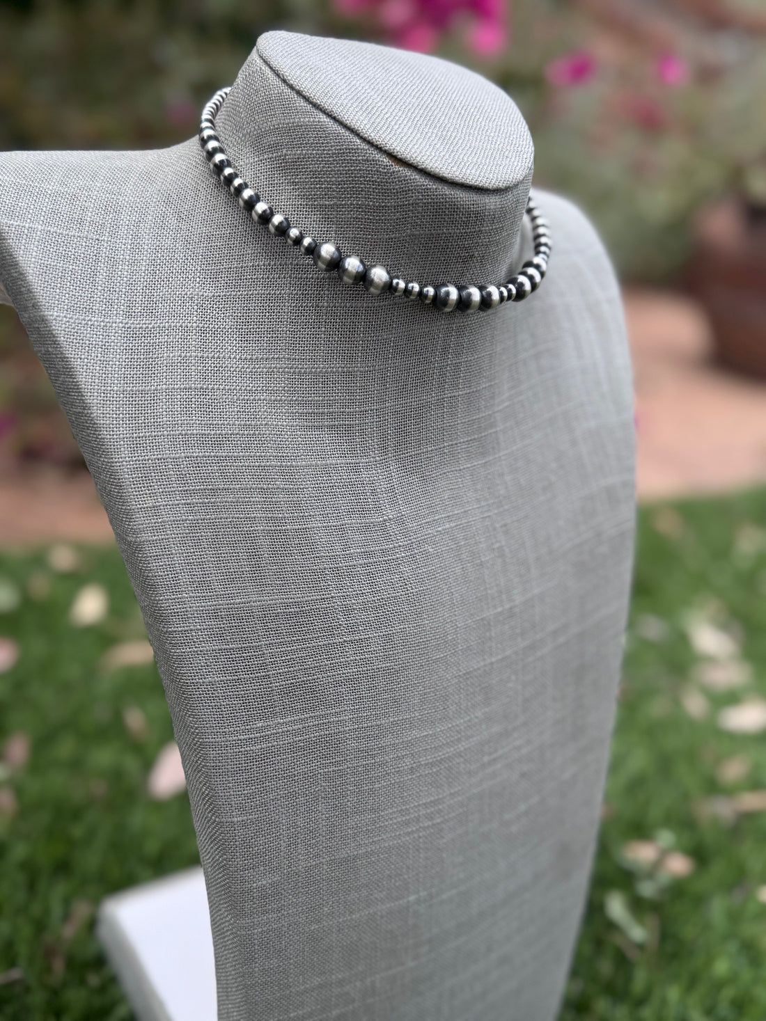 Handcrafted Sterling Silver Pearl 4-8mm Beaded Wrap Choker Necklace 16"