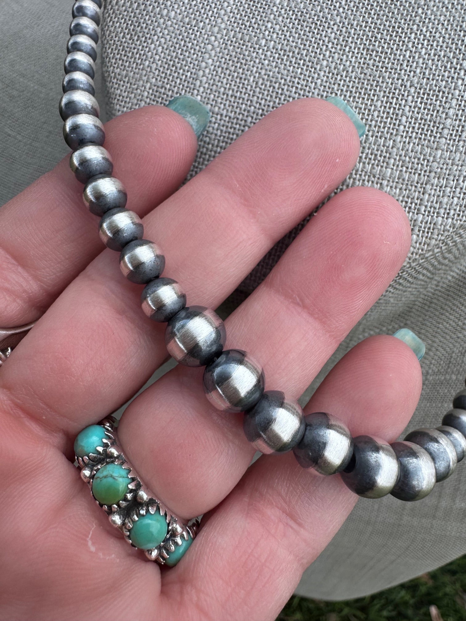 Handcrafted Graduated Sterling Silver Pearl 3-8mm Beaded Necklace