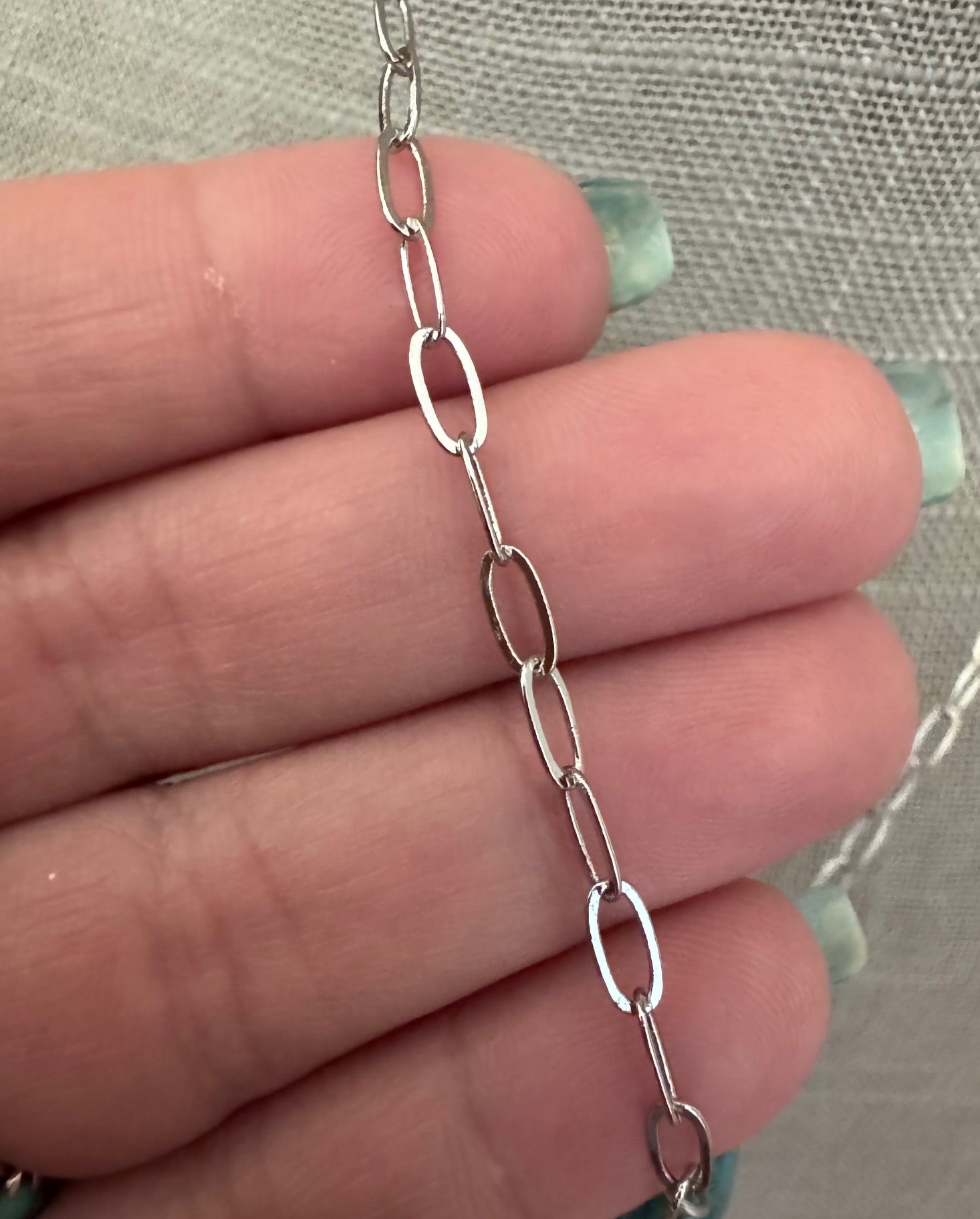 Handmade Turquoise & Silver Plated Chain Necklace 16"