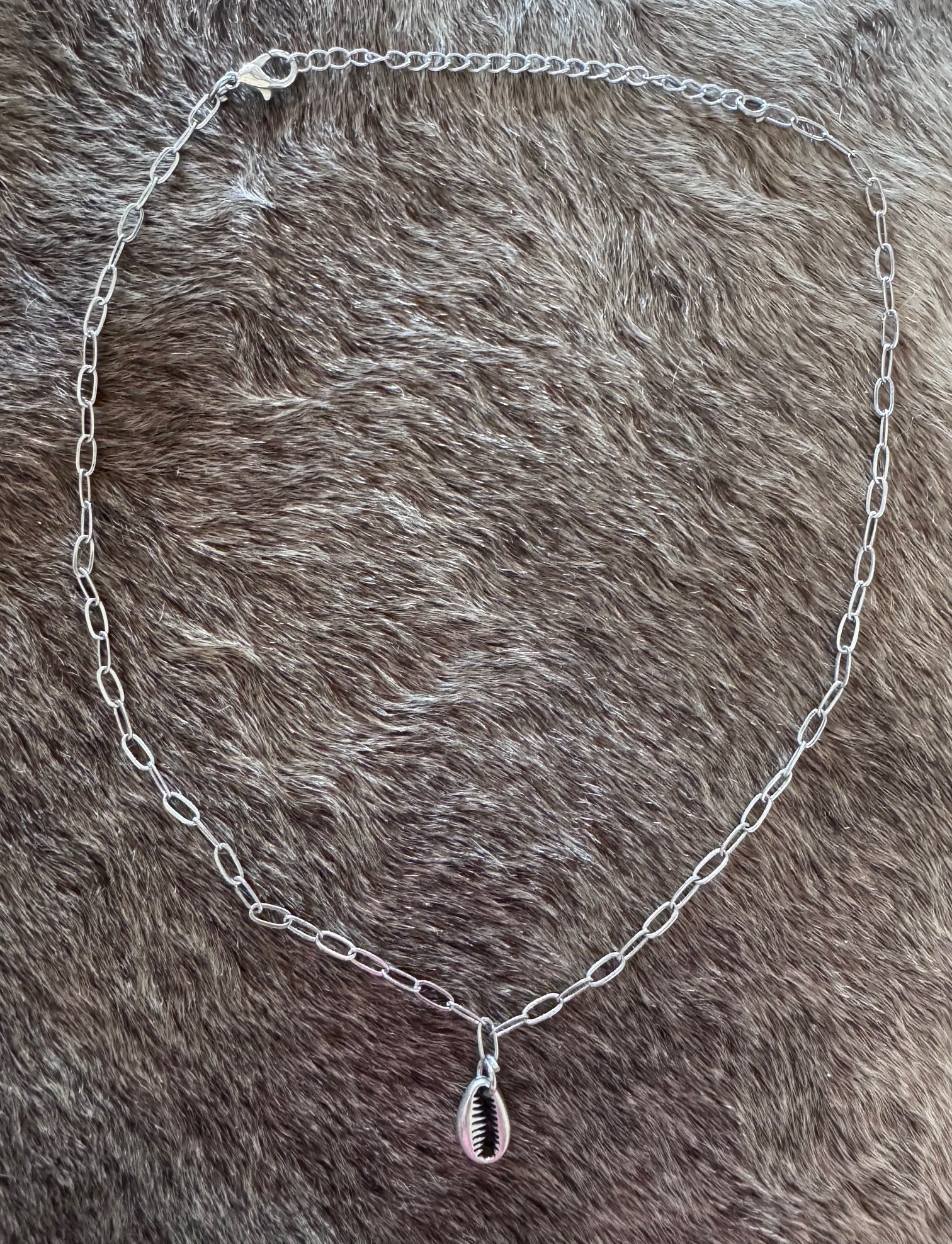 Handmade Silver Plated Cowrie Shell Pendant Chain Necklace 15"-18"