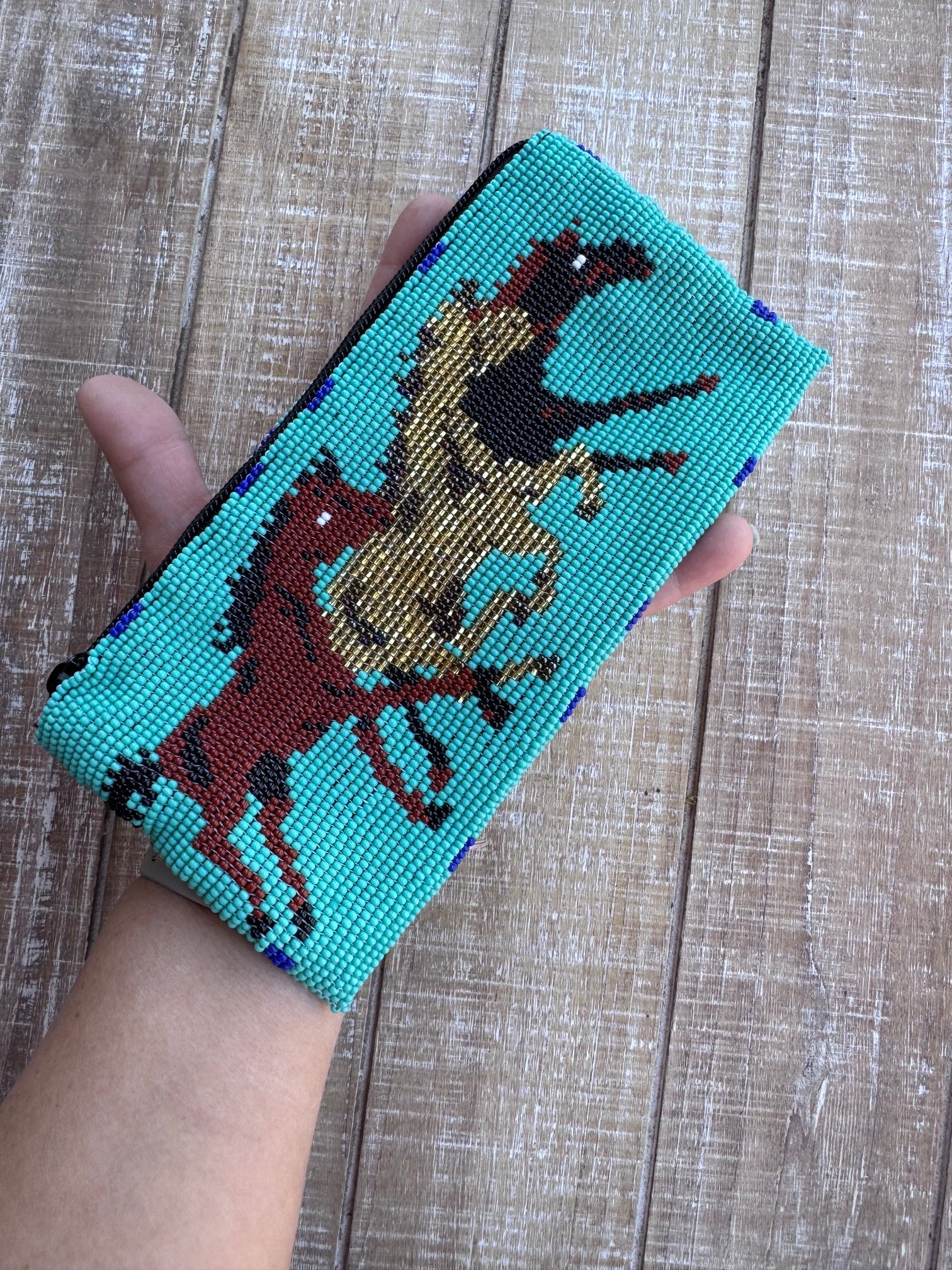 Handmade Beaded Southwestern Stallion Coin Purse