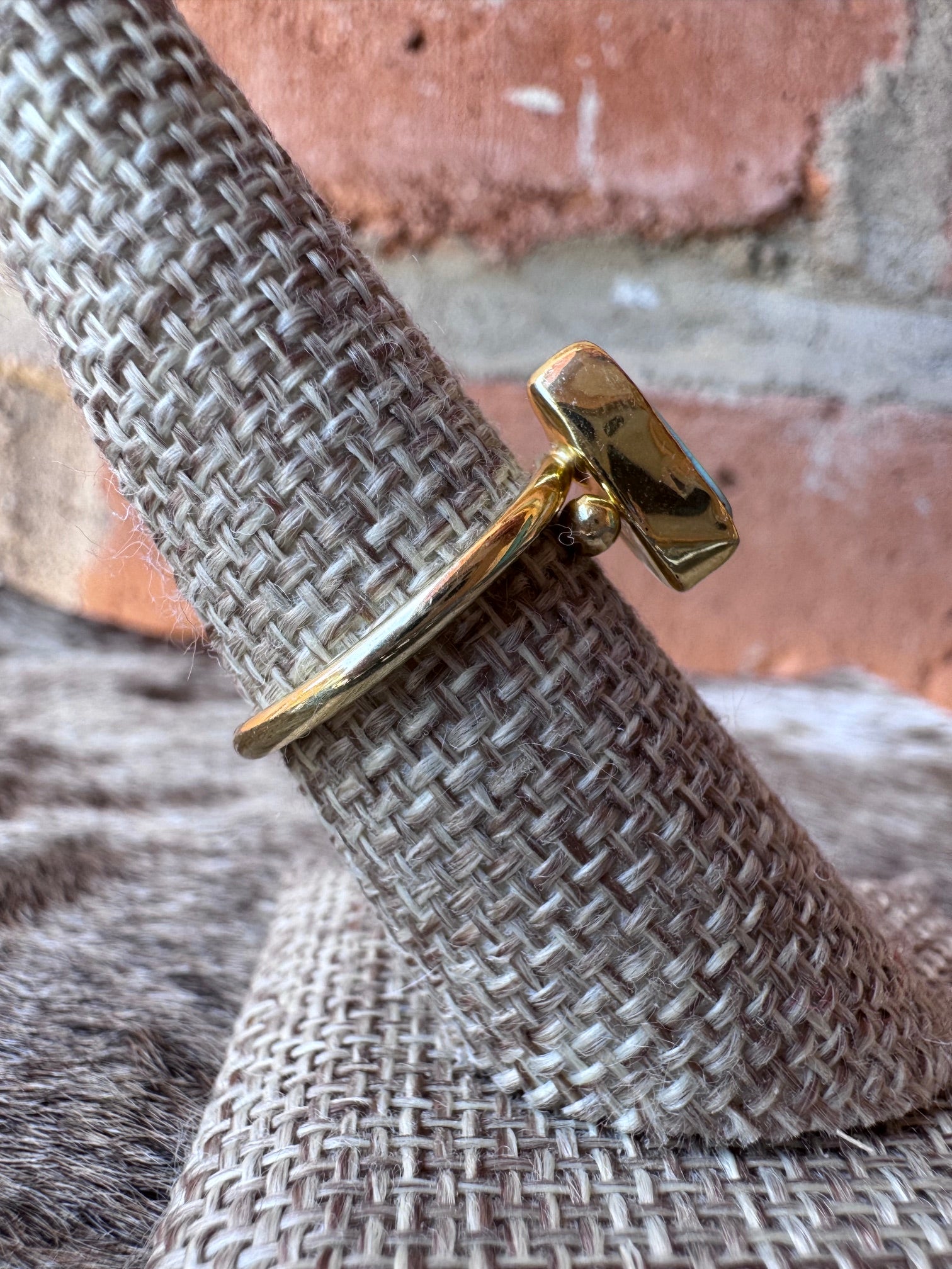 “The Golden Collection” Natural Golden Hills Turquoise Adjustable Stacker Delicate Ring