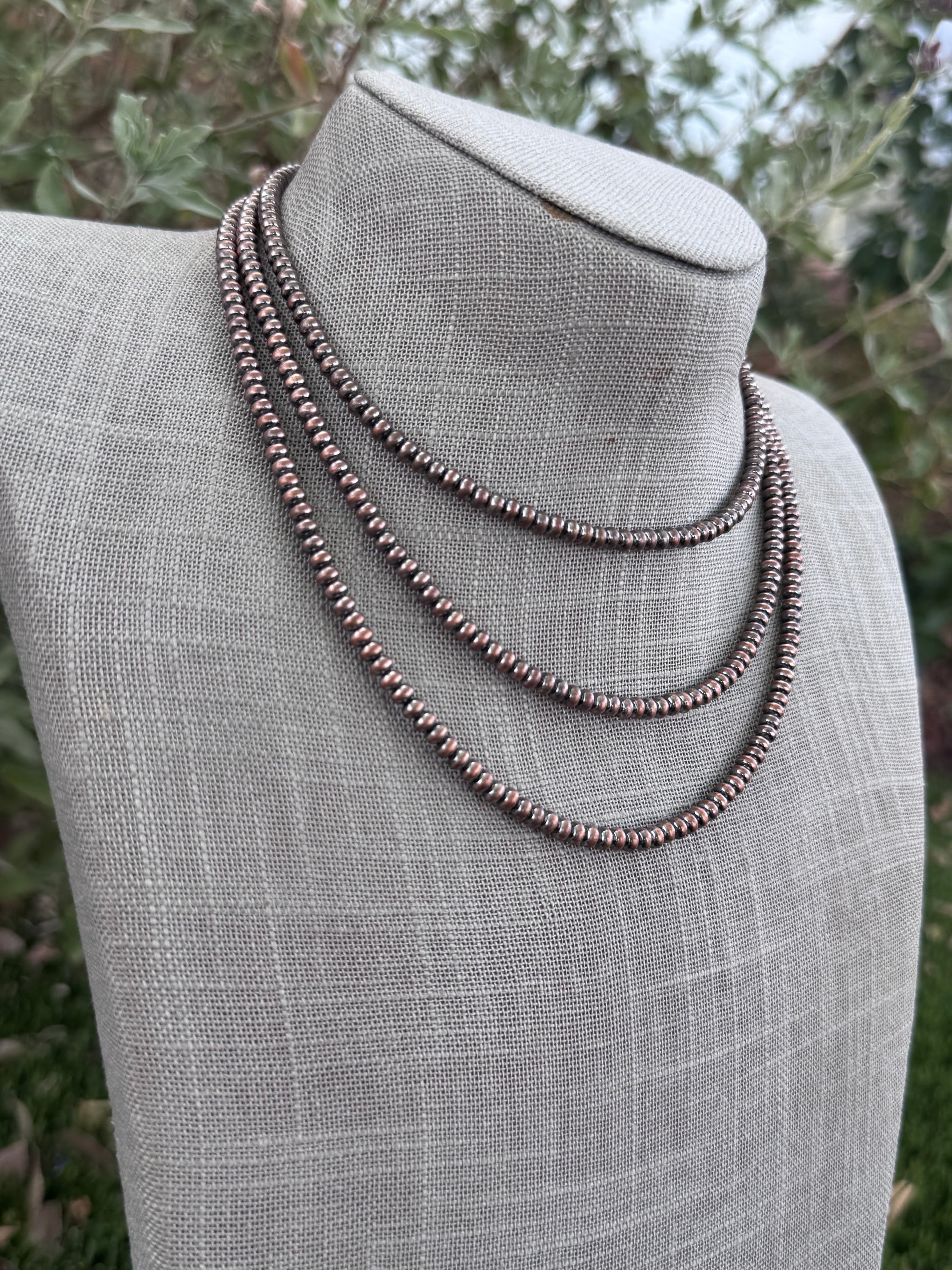 Handcrafted Copper 4mm Saucer Beaded Necklace