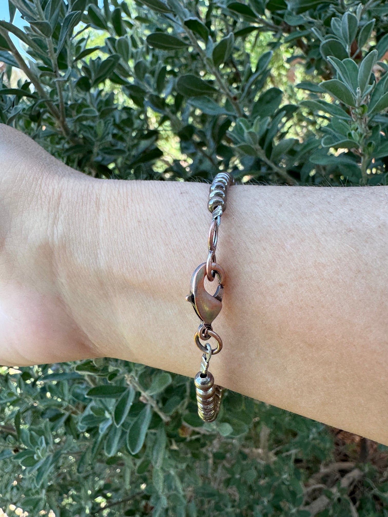 Handcrafted Copper 4mm Saucer Beaded Bracelet 7.5"