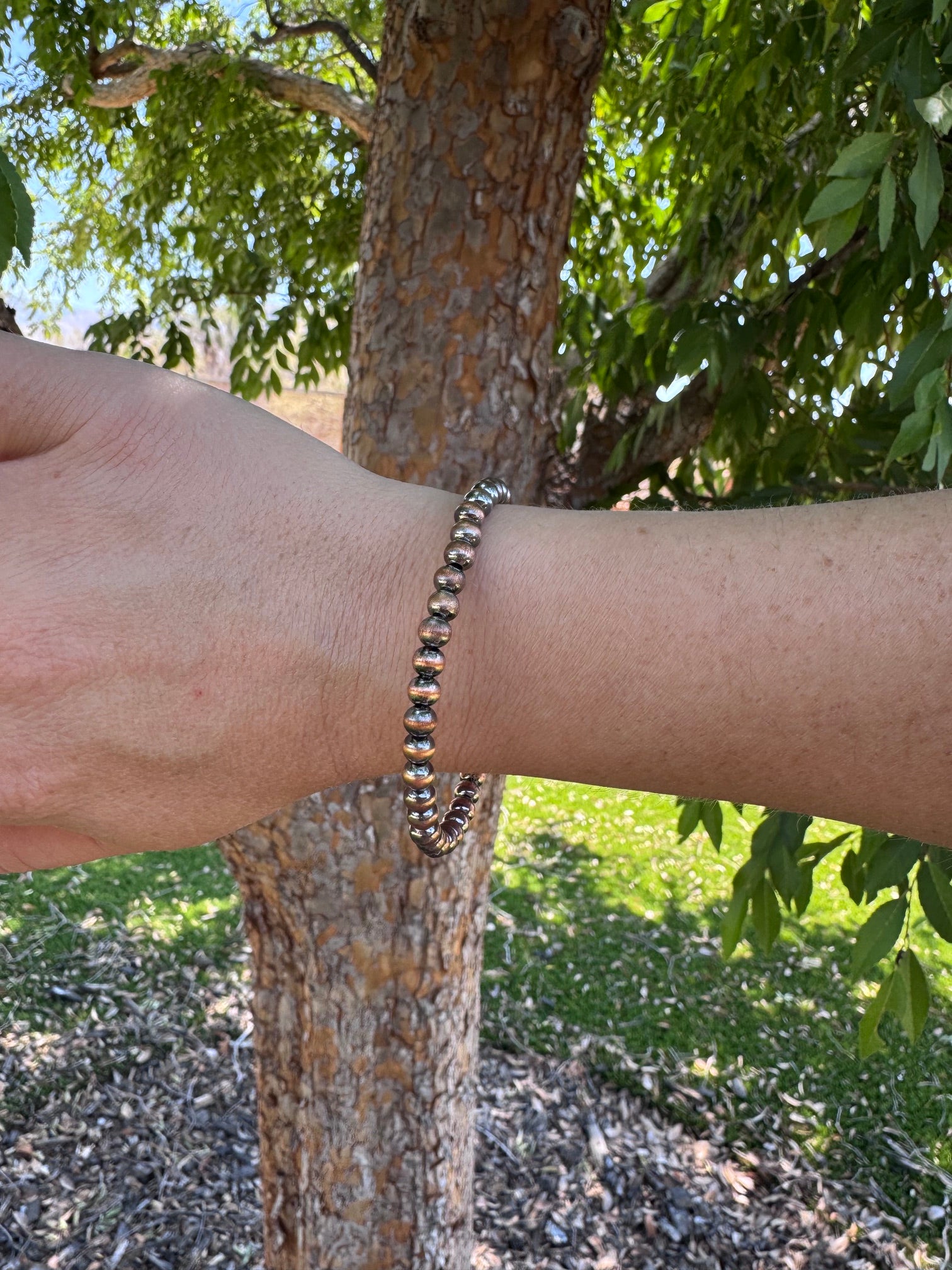Handcrafted Copper 5mm Beaded Bracelet 7.5"