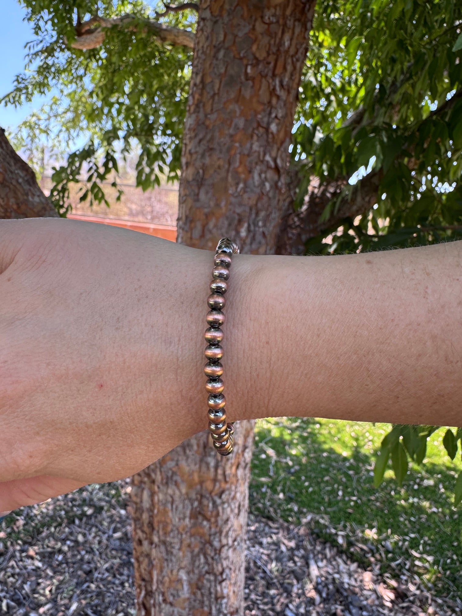 Handcrafted Copper 5mm Beaded Stretch Bracelet