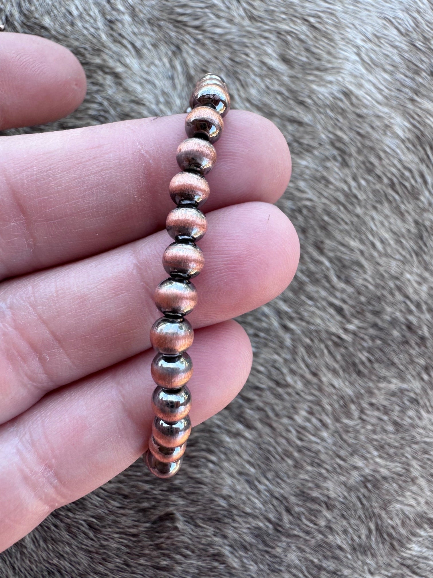 Handcrafted Copper 5mm Beaded Stretch Bracelet