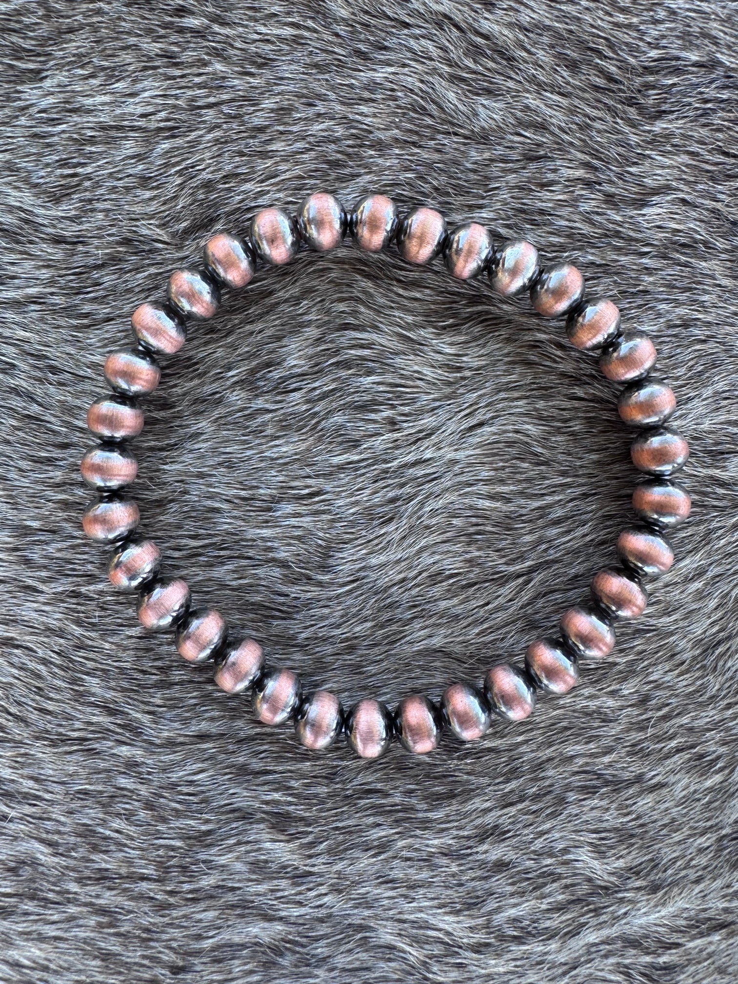 Handcrafted Copper 6mm Beaded Stretch Bracelet