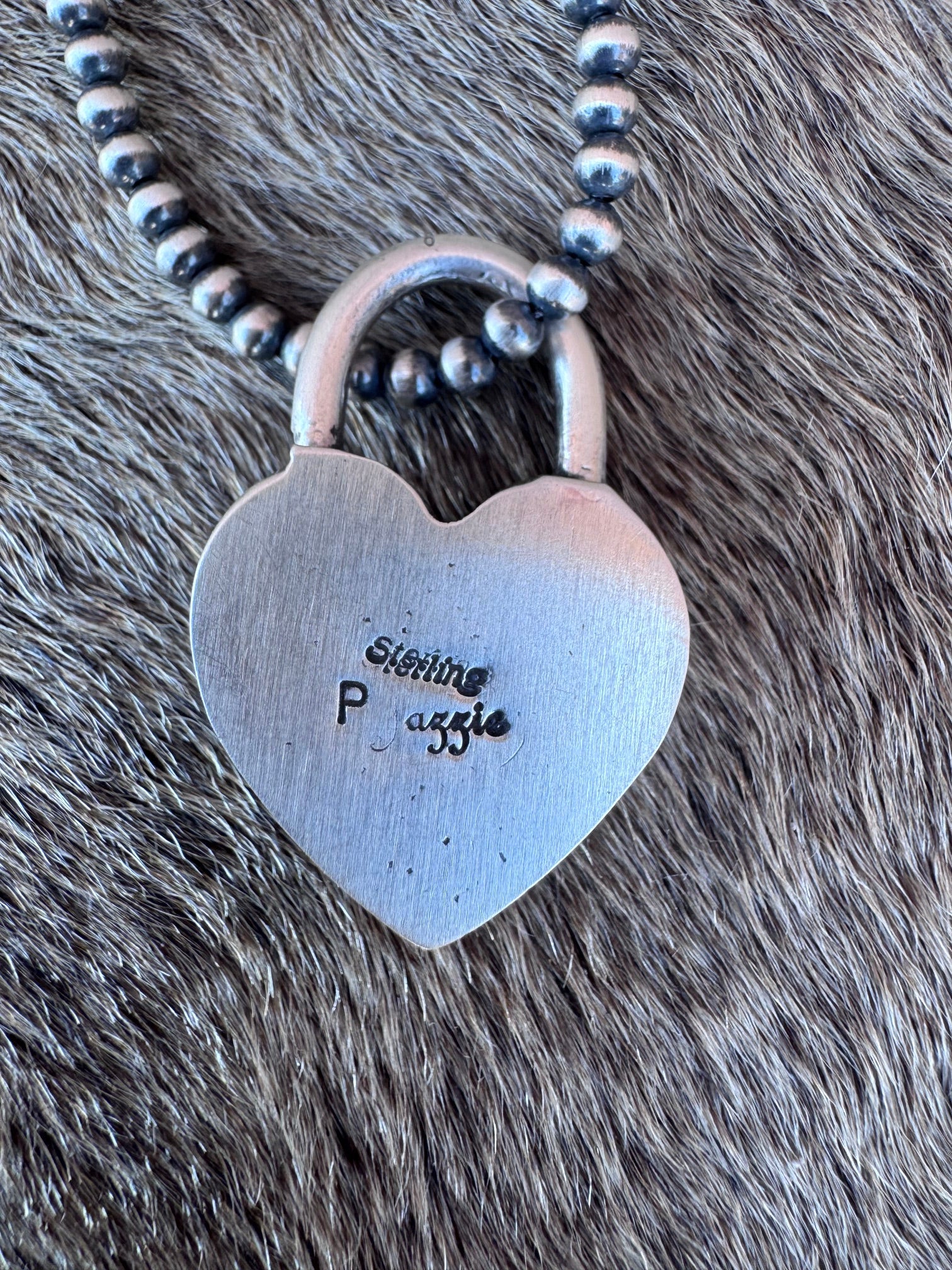 Handcrafted Pink Conch & Sterling Silver Heart Locket Pendant by Patrick Yazzie