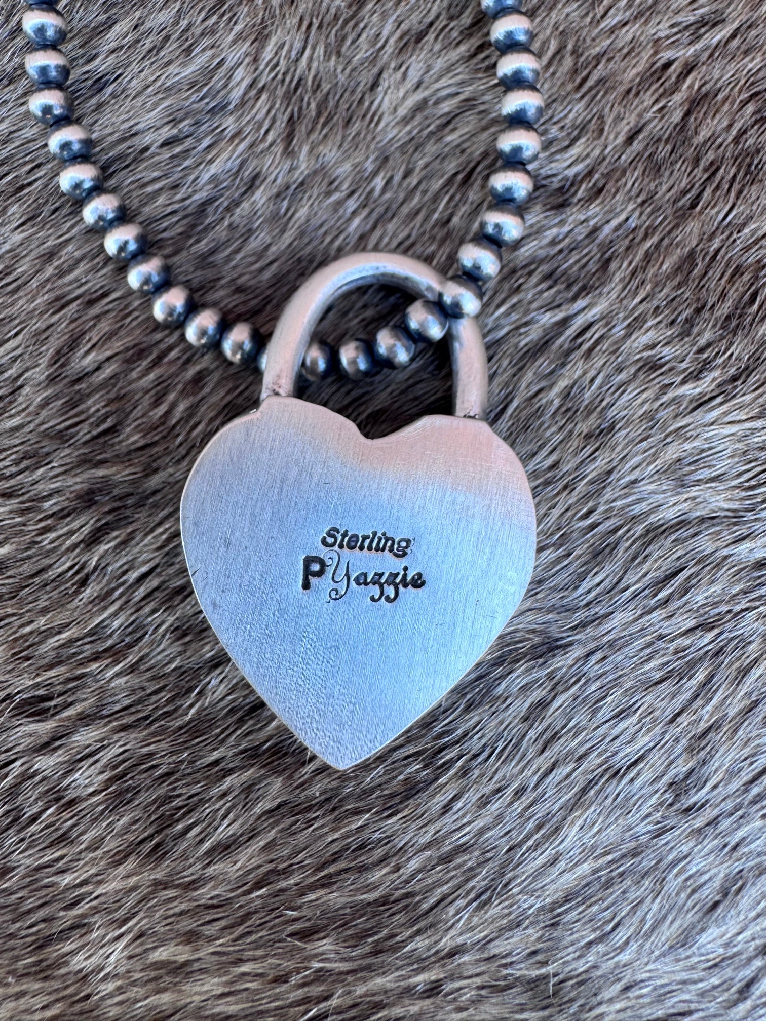 Handcrafted Pink Conch & Sterling Silver Heart Locket Pendant by Patrick Yazzie