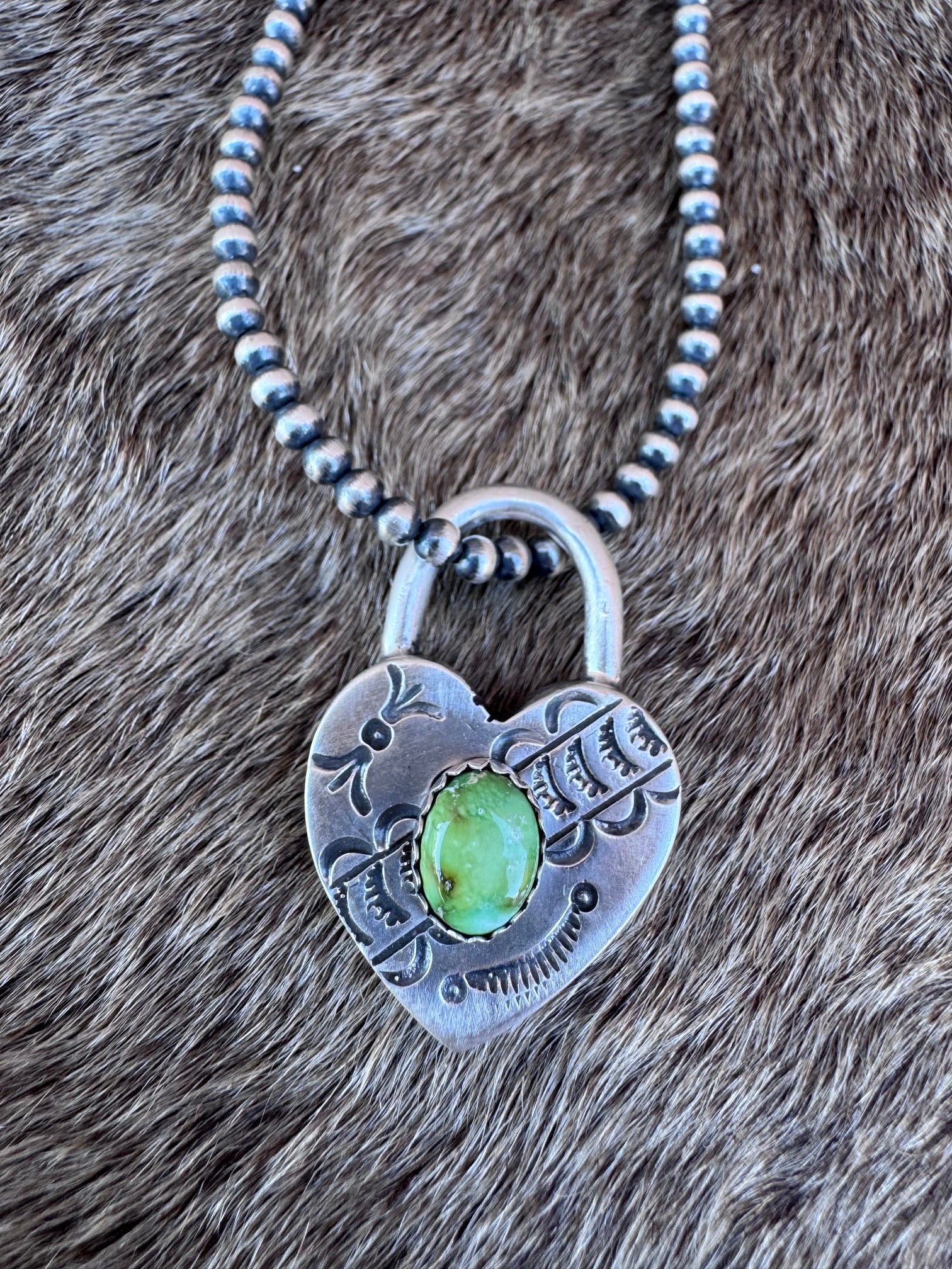 Handcrafted Palomino & Sterling Silver Heart Locket Pendant by Patrick Yazzie