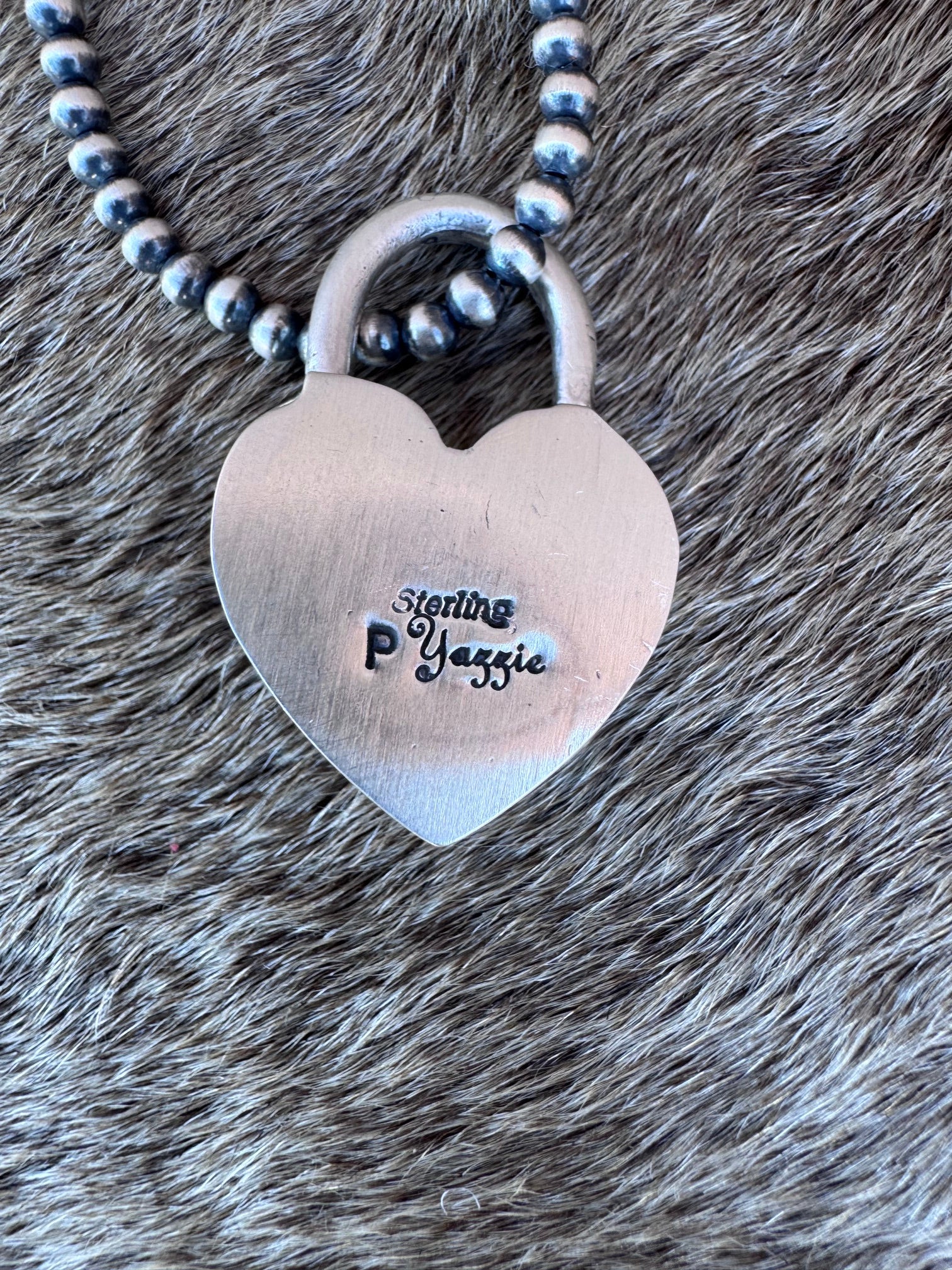Handcrafted Sonoran Mountain & Sterling Silver Heart Locket Pendant by Patrick Yazzie