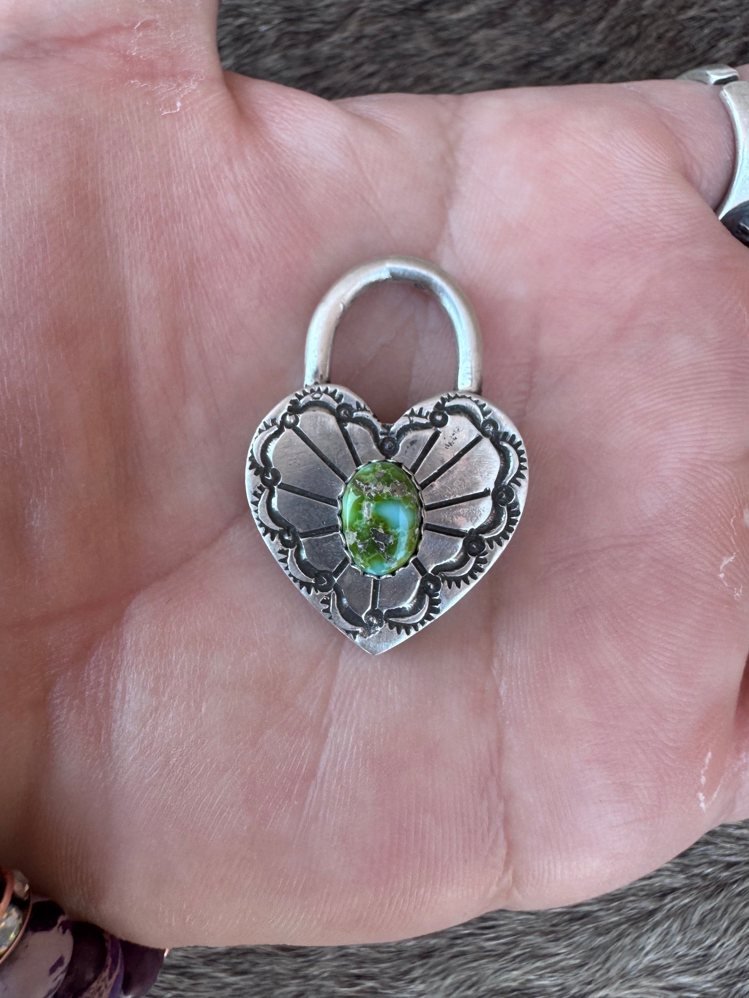 Handcrafted Sonoran Mountain & Sterling Silver Heart Locket Pendant by Patrick Yazzie