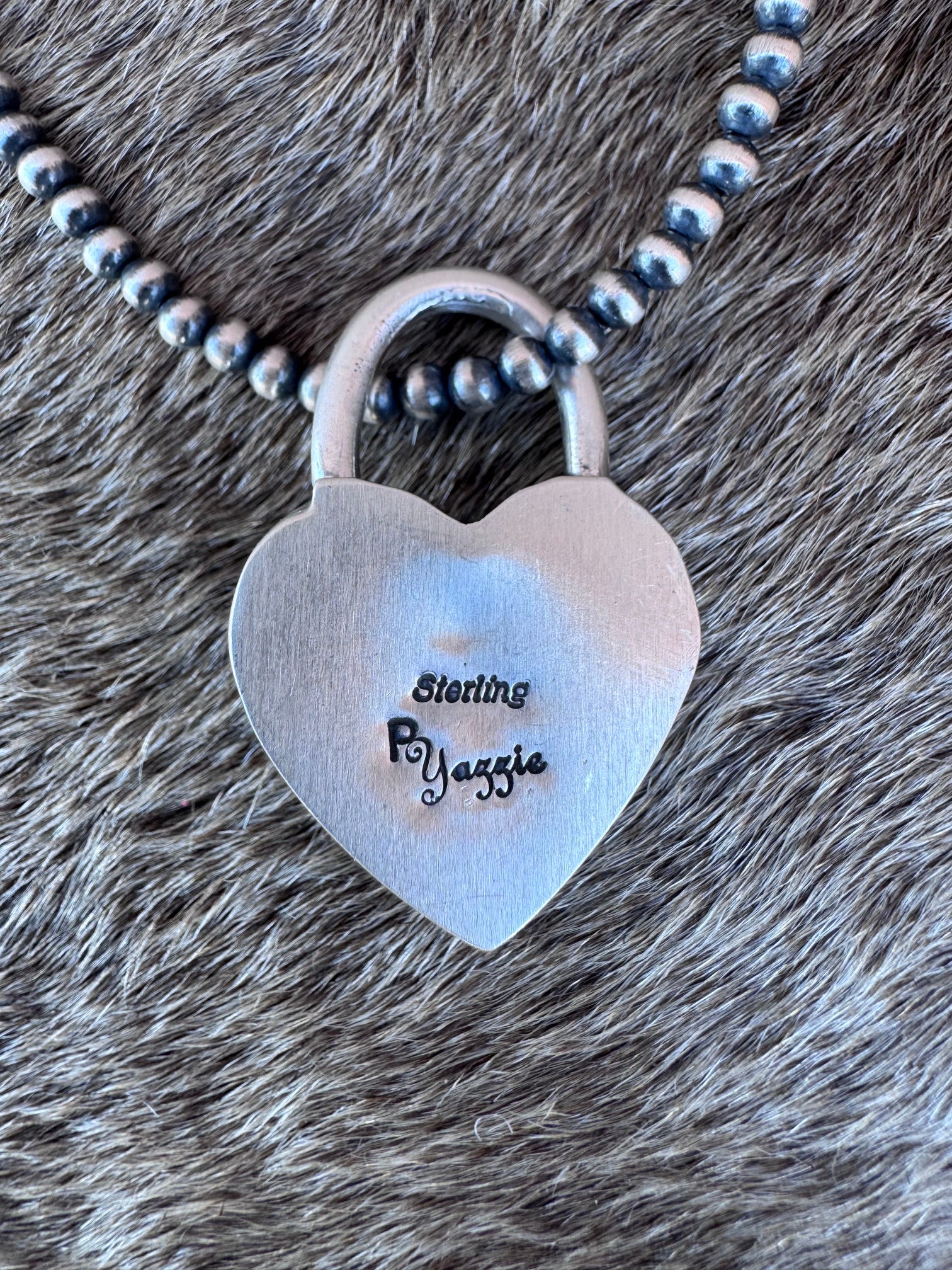 Handcrafted Sonoran Mountain & Sterling Silver Heart Locket Pendant by Patrick Yazzie