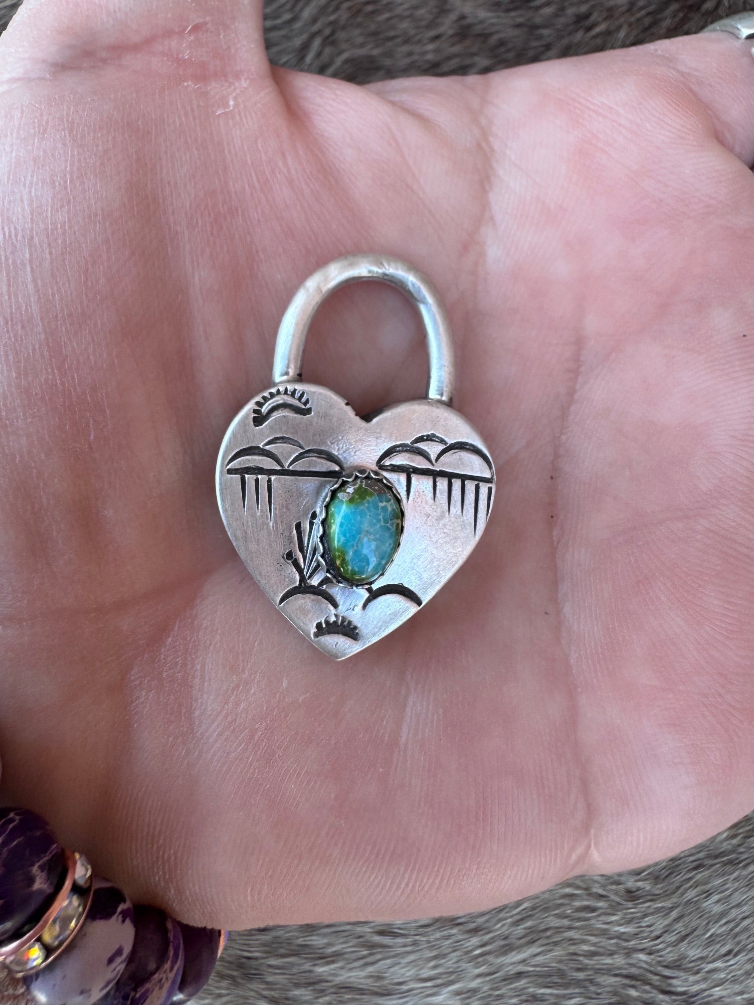 Handcrafted Sonoran Mountain & Sterling Silver Heart Locket Pendant by Patrick Yazzie