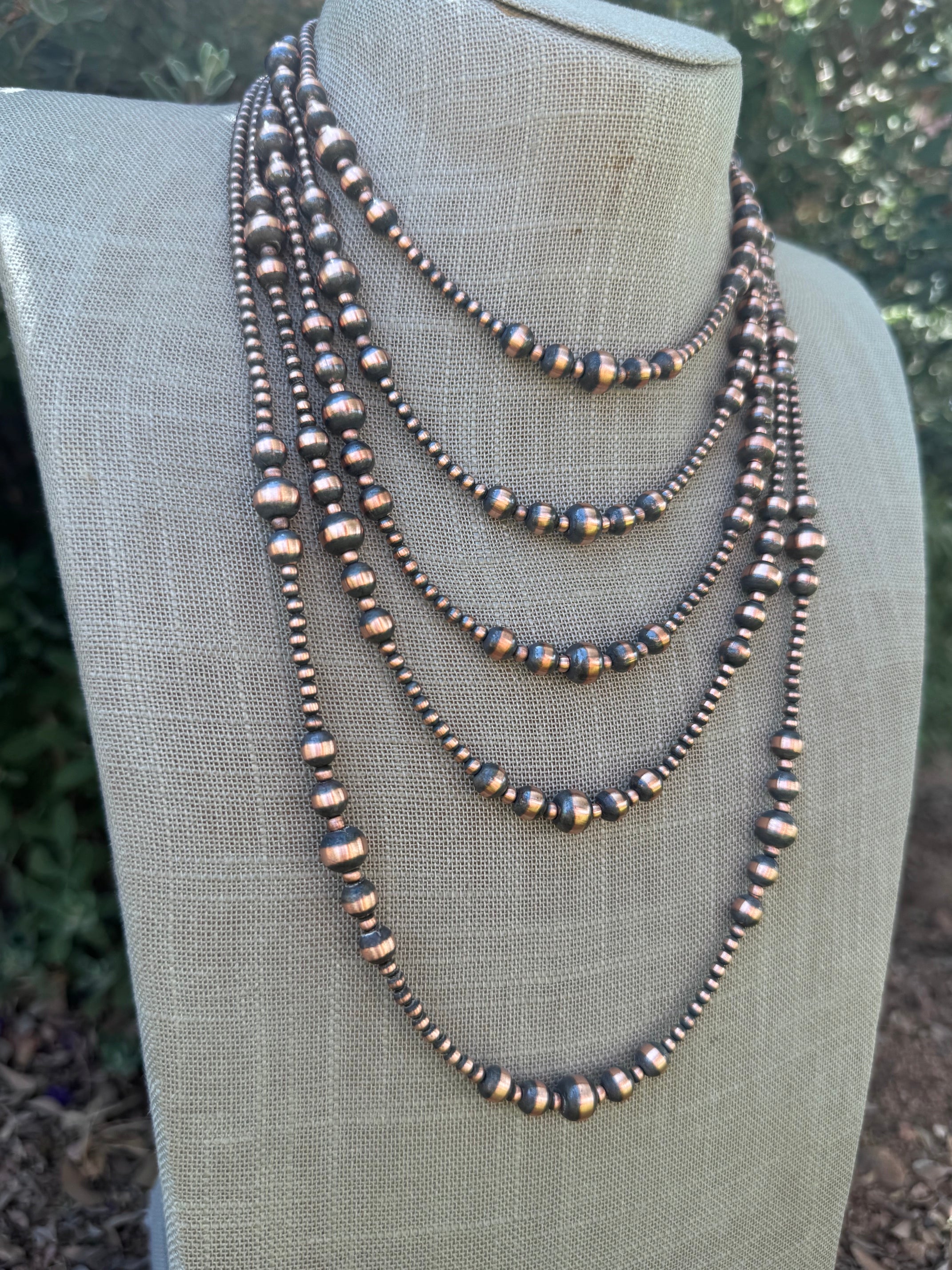 Handcrafted Copper 3-8mm Beaded Necklace