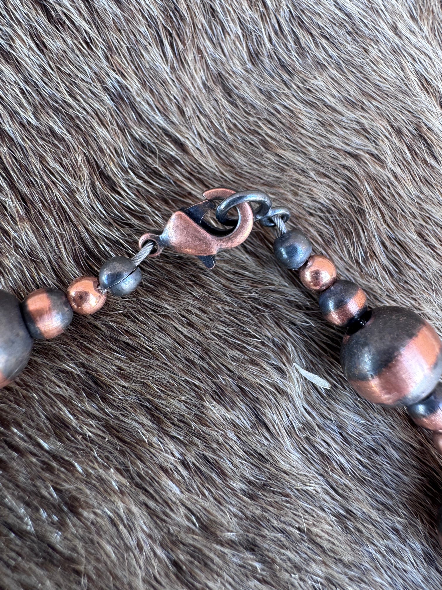 Handcrafted Copper 3-8mm Beaded  Bracelet 7.5"