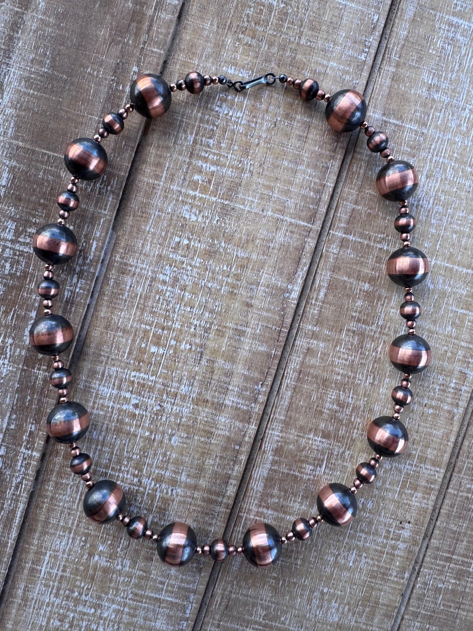 Handcrafted Copper 3-16mm Beaded Necklace