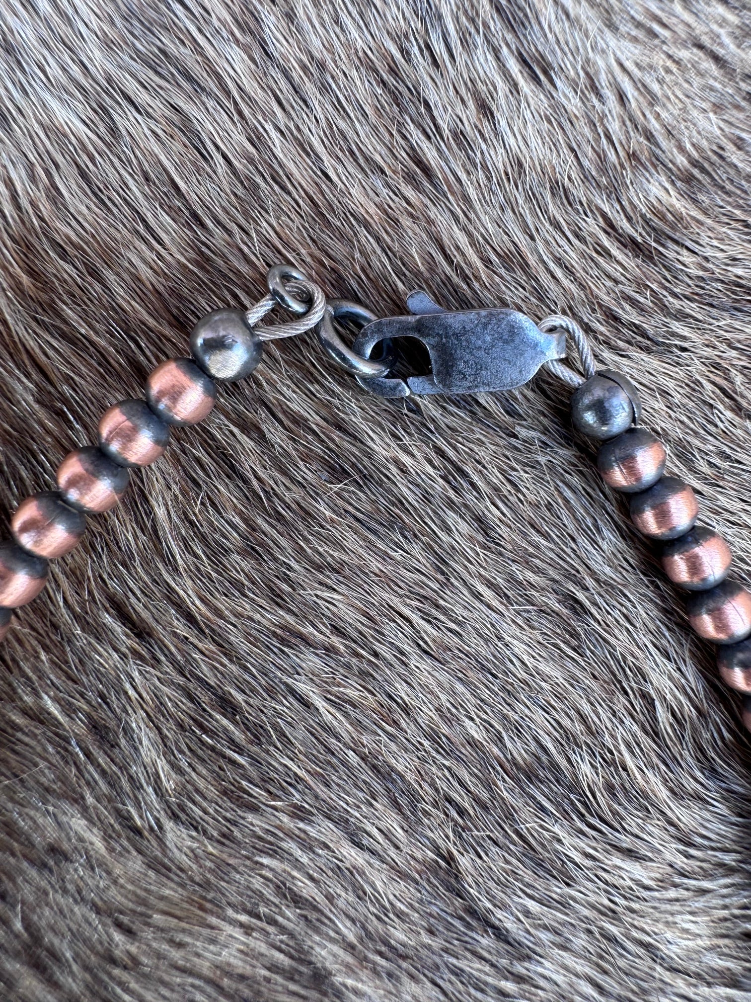 Handcrafted Copper 3mm Beaded Bracelet 7.5"