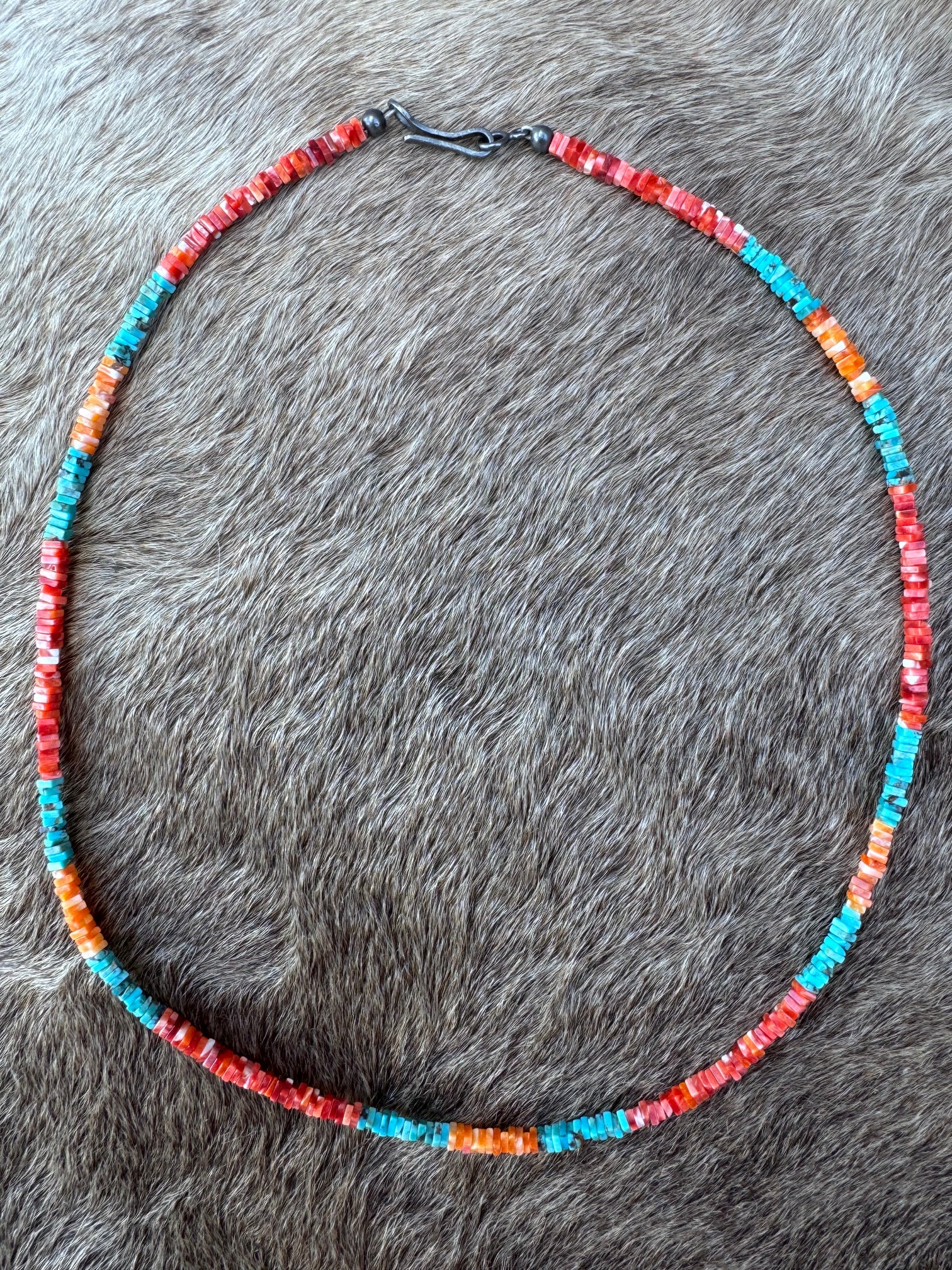 Handcrafted Turquoise & Spiny Oyster 16” Beaded Necklace