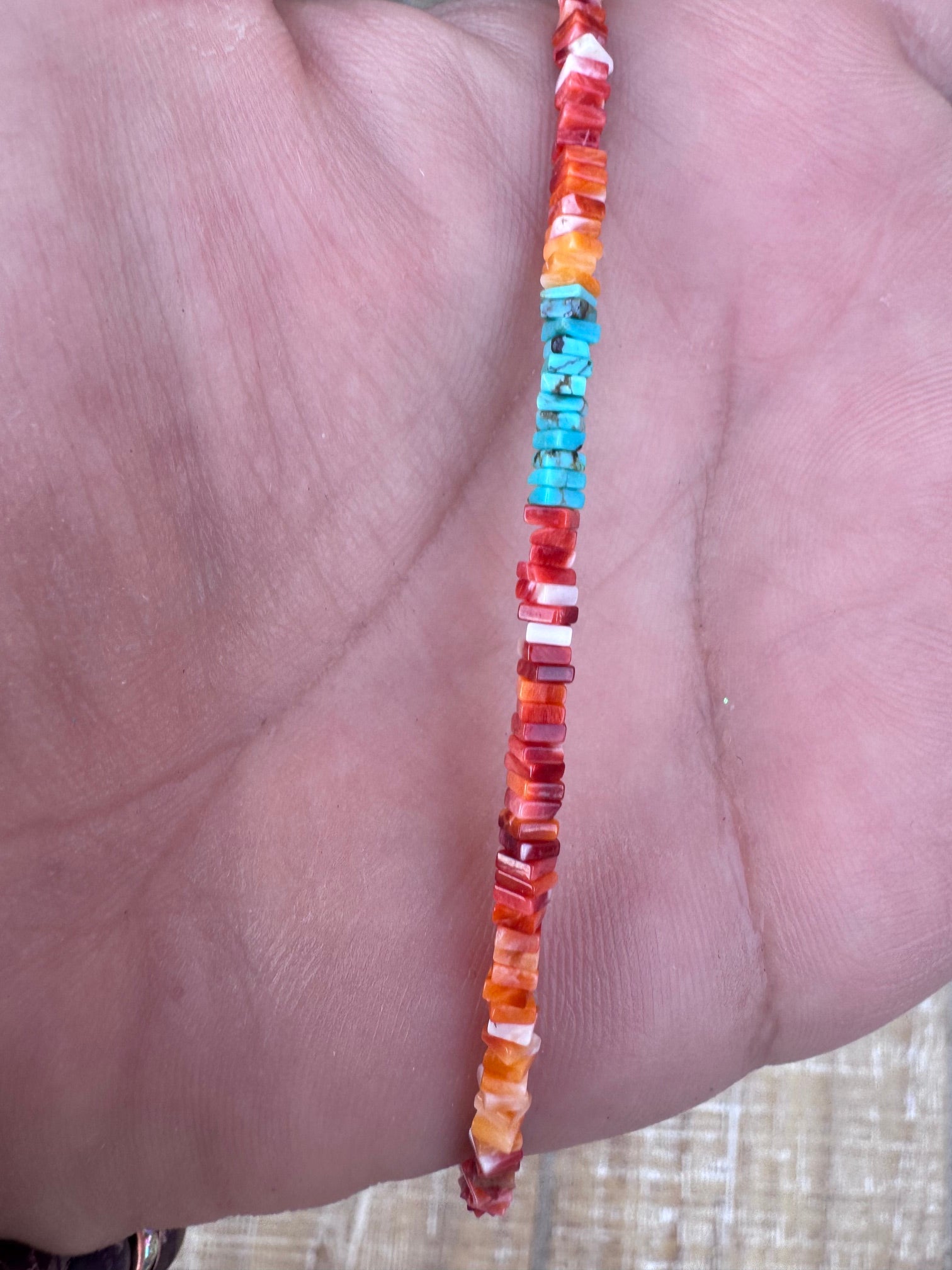 Handcrafted Turquoise & Spiny Oyster 16” Beaded Necklace