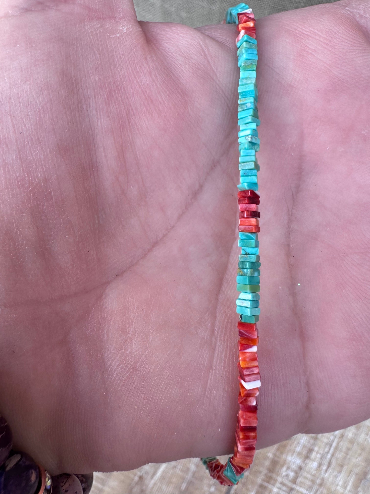 Handcrafted Turquoise & Spiny Oyster 16” Beaded Necklace
