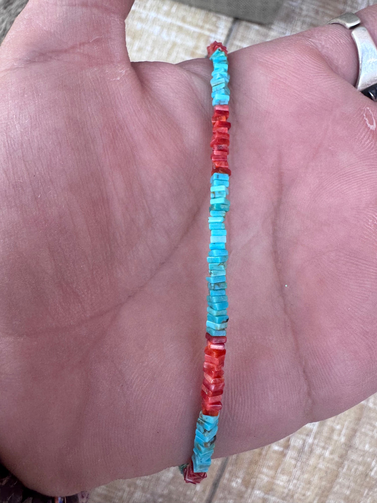 Handcrafted Turquoise & Spiny Oyster 16” Beaded Necklace