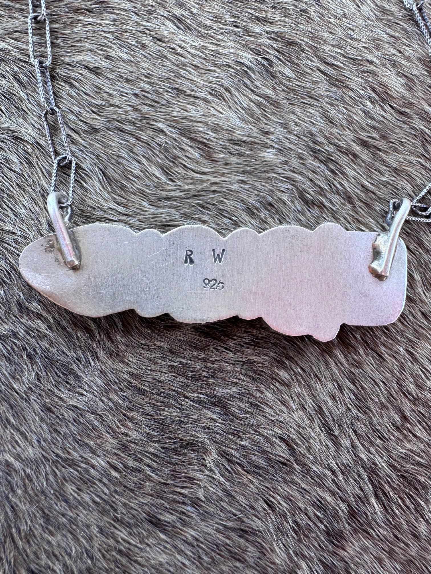 Handmade Black Jack, Sonoran, Sierra Nevada, Fox Turquoise & Sterling Silver Chain Necklace 20" by Roaming Buffalo