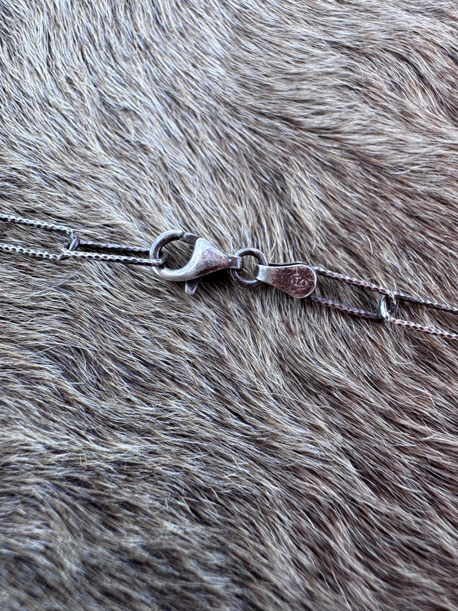 Handmade Black Jack, Sonoran, Sierra Nevada, Fox Turquoise & Sterling Silver Chain Necklace 20" by Roaming Buffalo