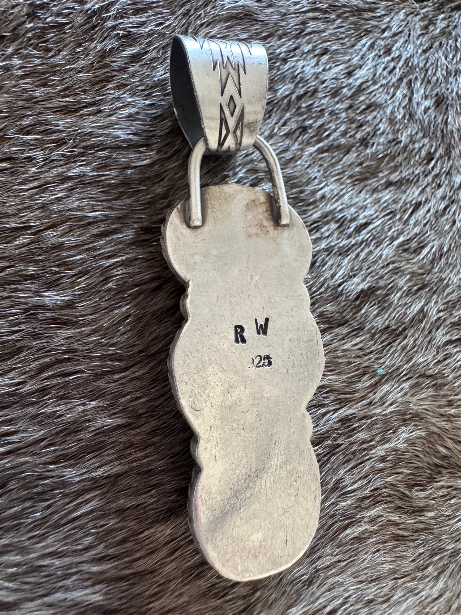 Handmade Sterling Silver & Carico Lake Turquoise 3 Stone Pendant by Roaming Buffalo