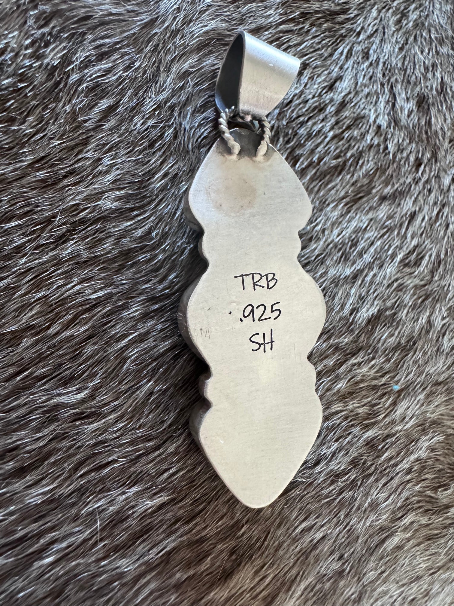 Handmade Sterling Silver & Fox Turquoise 3 Stone Pendant by Roaming Buffalo
