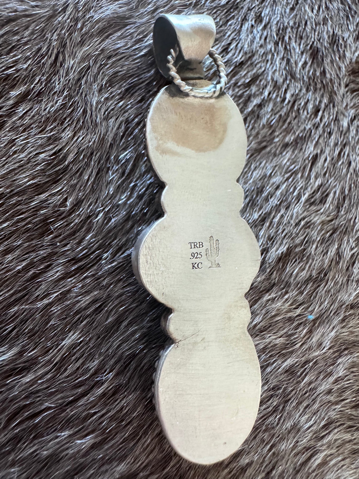 Handmade Sterling Silver & Hubei Turquoise 3 Stone Pendant by Roaming Buffalo