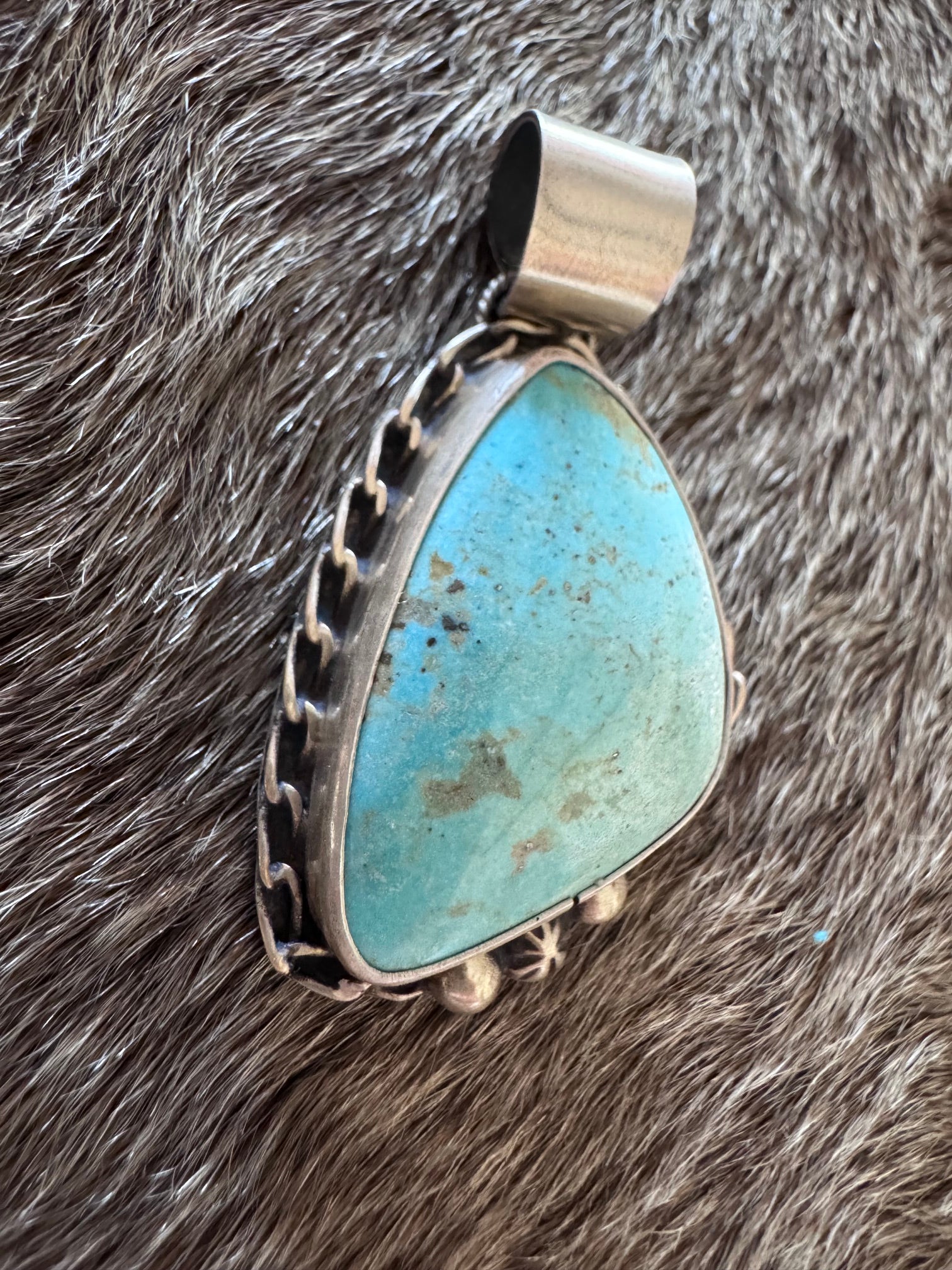Handmade Sterling Silver & Arizona Turquoise Pendant by Roaming Buffalo
