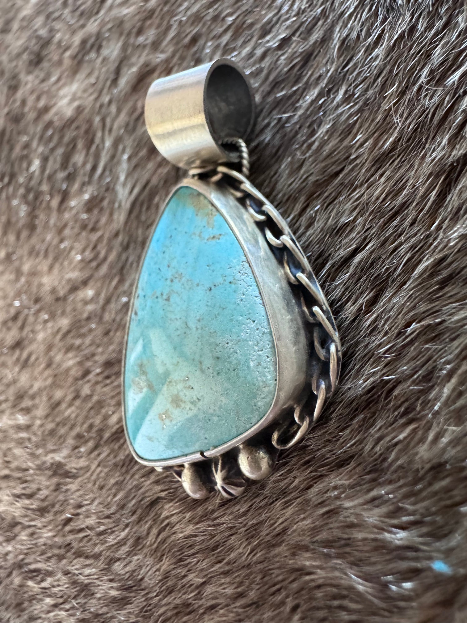 Handmade Sterling Silver & Arizona Turquoise Pendant by Roaming Buffalo