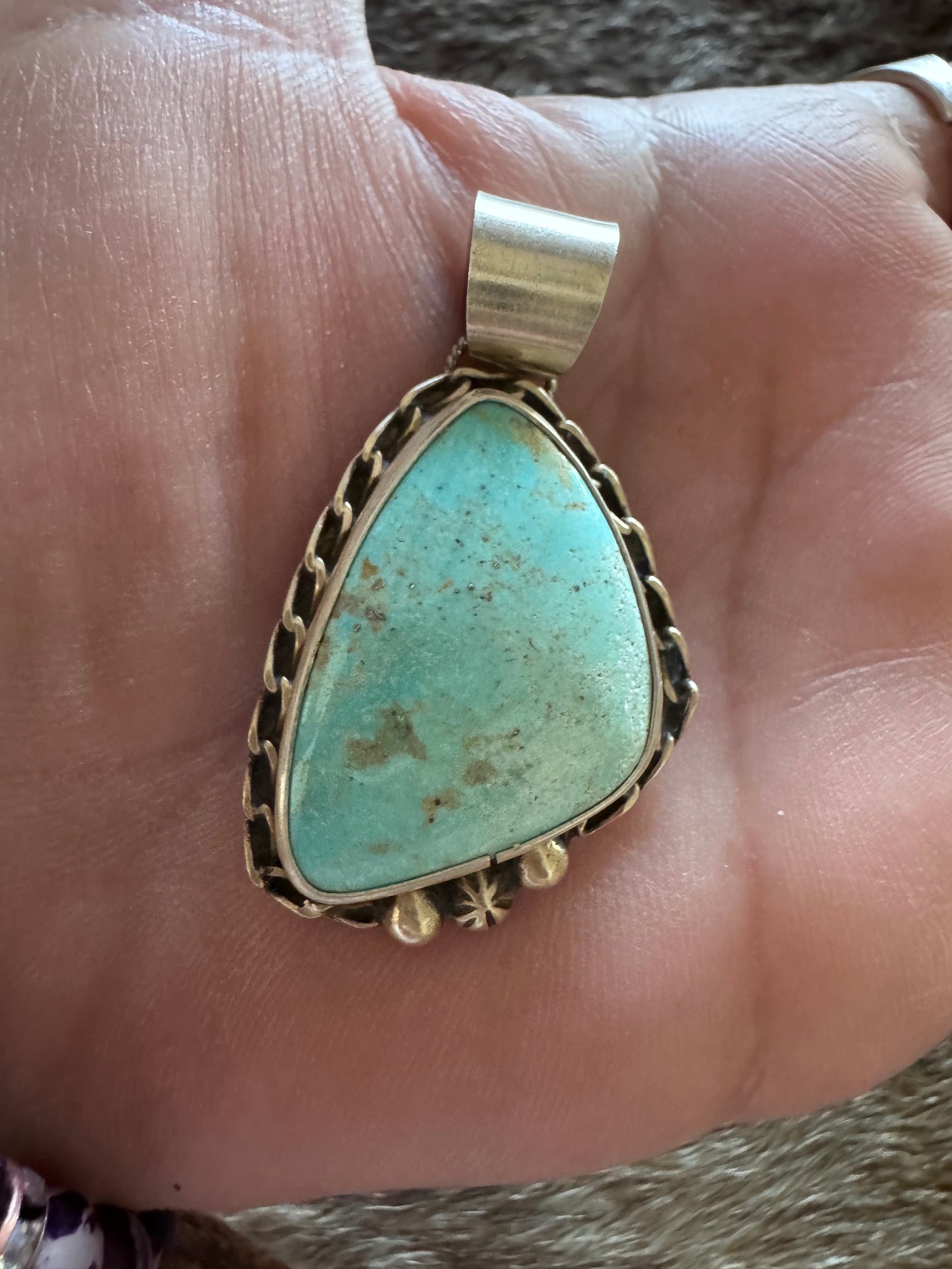 Handmade Sterling Silver & Arizona Turquoise Pendant by Roaming Buffalo