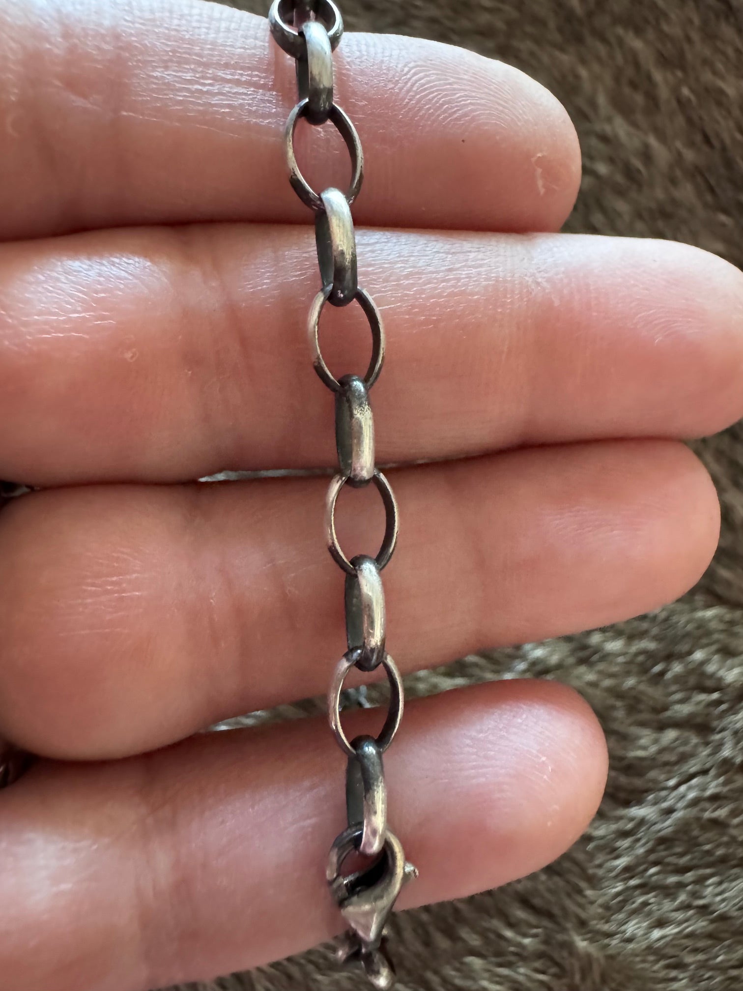 Handmade Sterling Silver & Blue Ridge Turquoise Chain 8" Bracelet by Roaming Buffalo