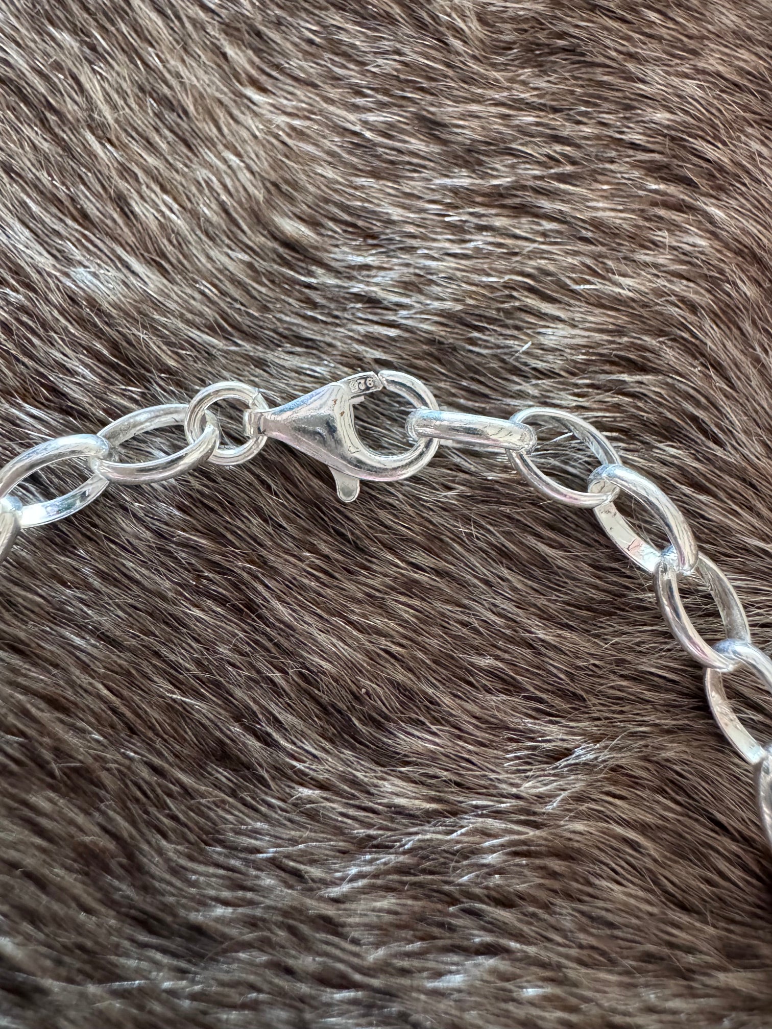 Handmade Sterling Silver & Pink Conch Chain 7.5" Bracelet by Roaming Buffalo