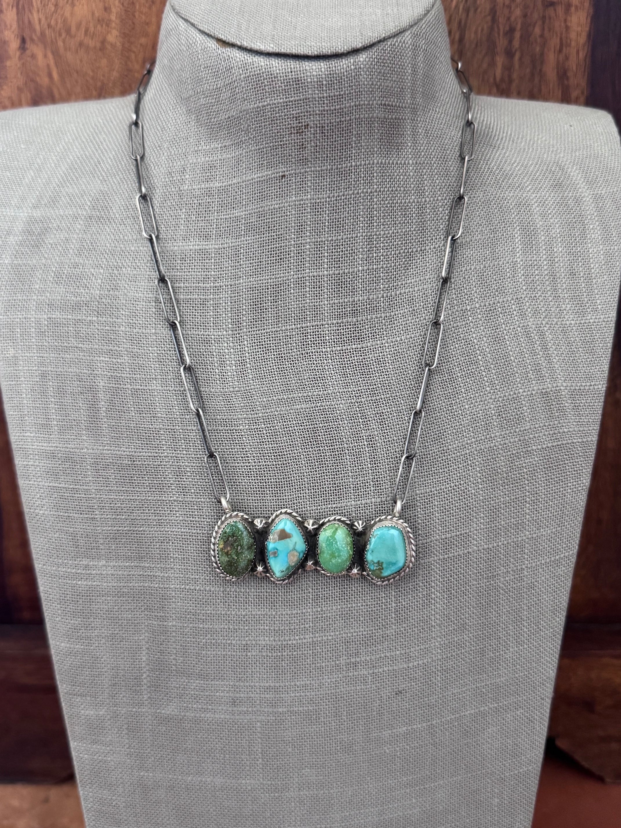 Handmade Sterling Silver & Sonoran Mountain, Fox Turquoise Bar 19.5