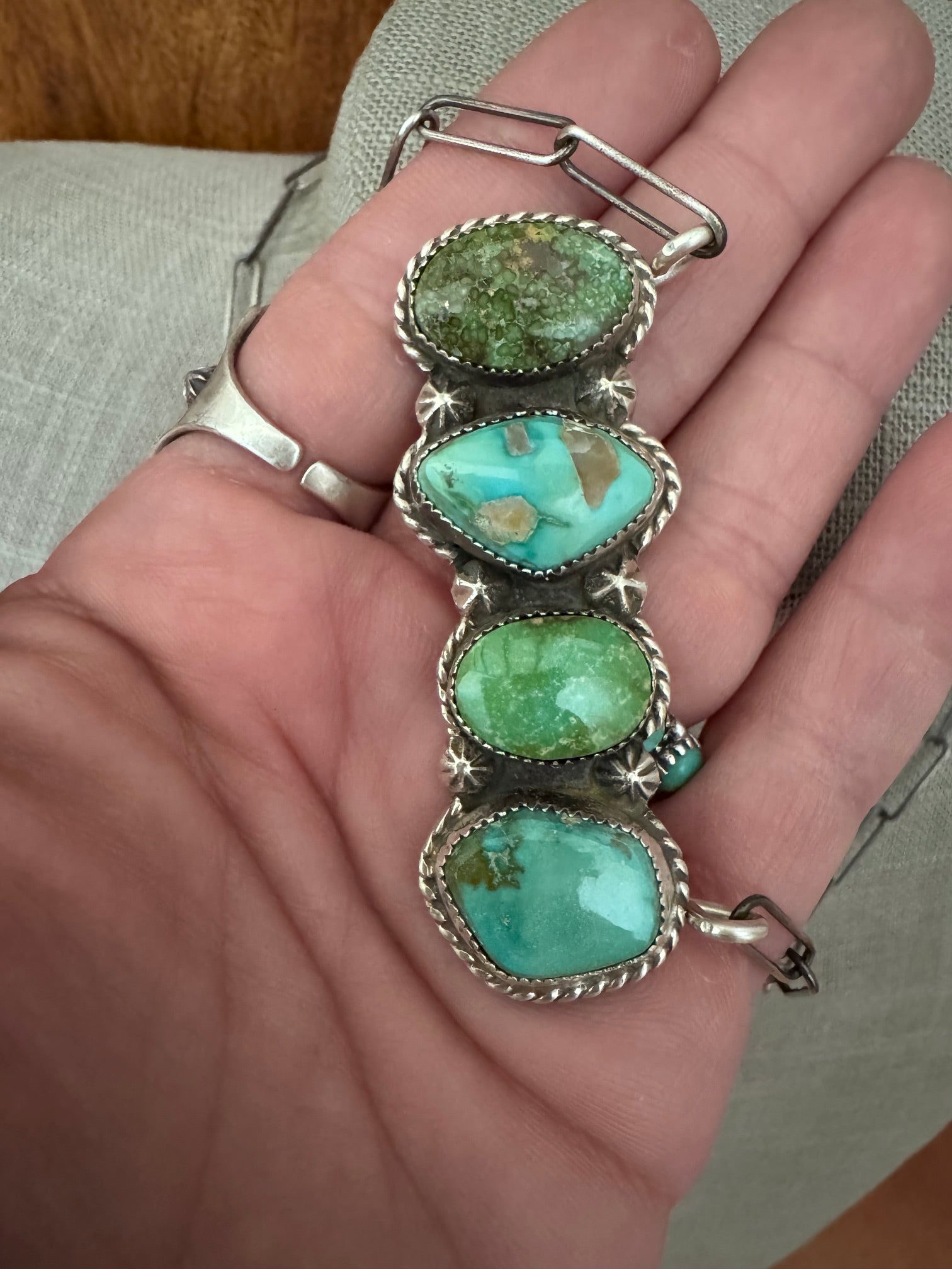 Handmade Sterling Silver & Sonoran Mountain, Fox Turquoise Bar 19.5" Necklace by Roaming Buffalo