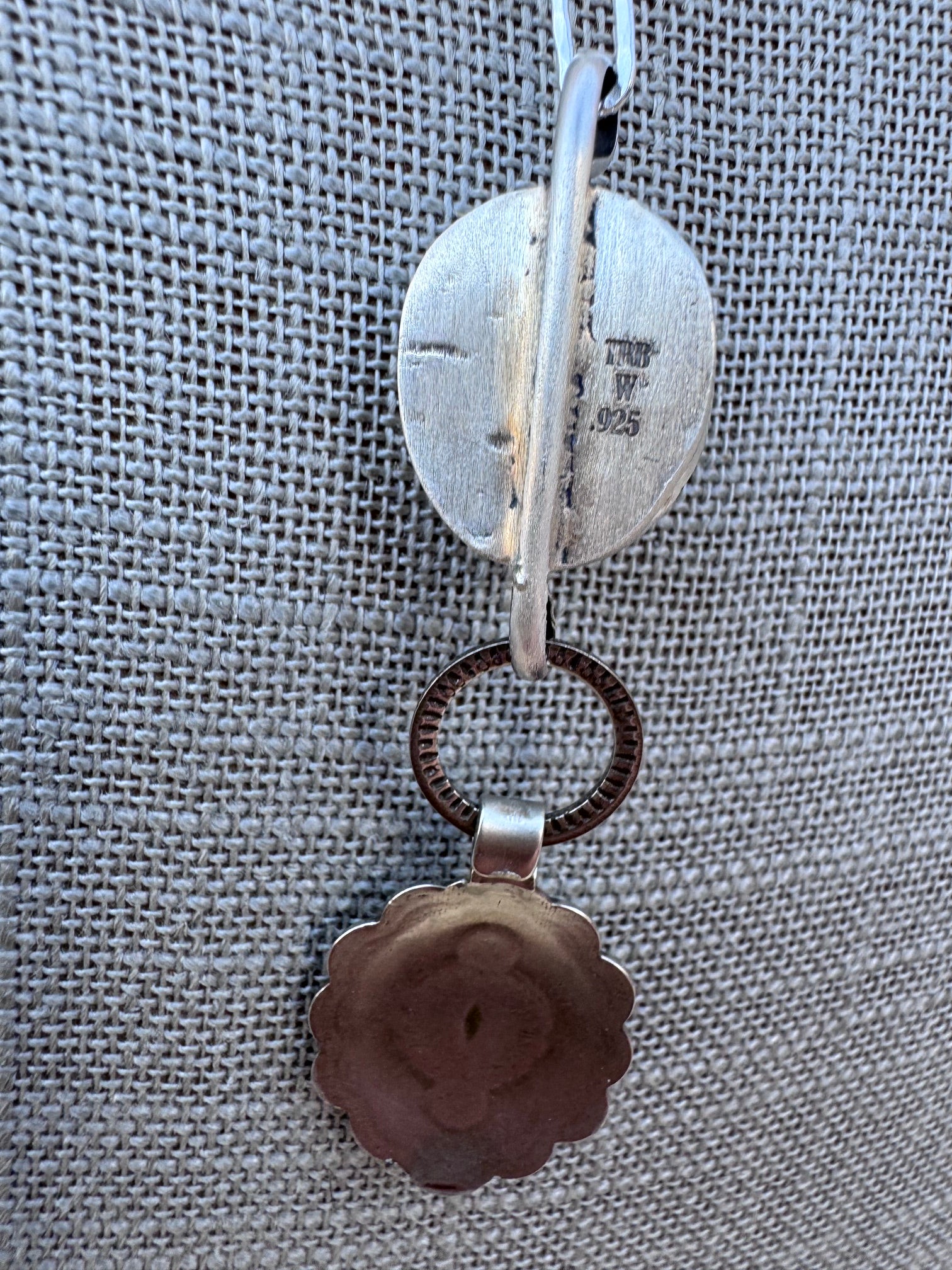 Handmade Sterling Silver & Carico Lake Turquoise Concho 18" Necklace by Roaming Buffalo