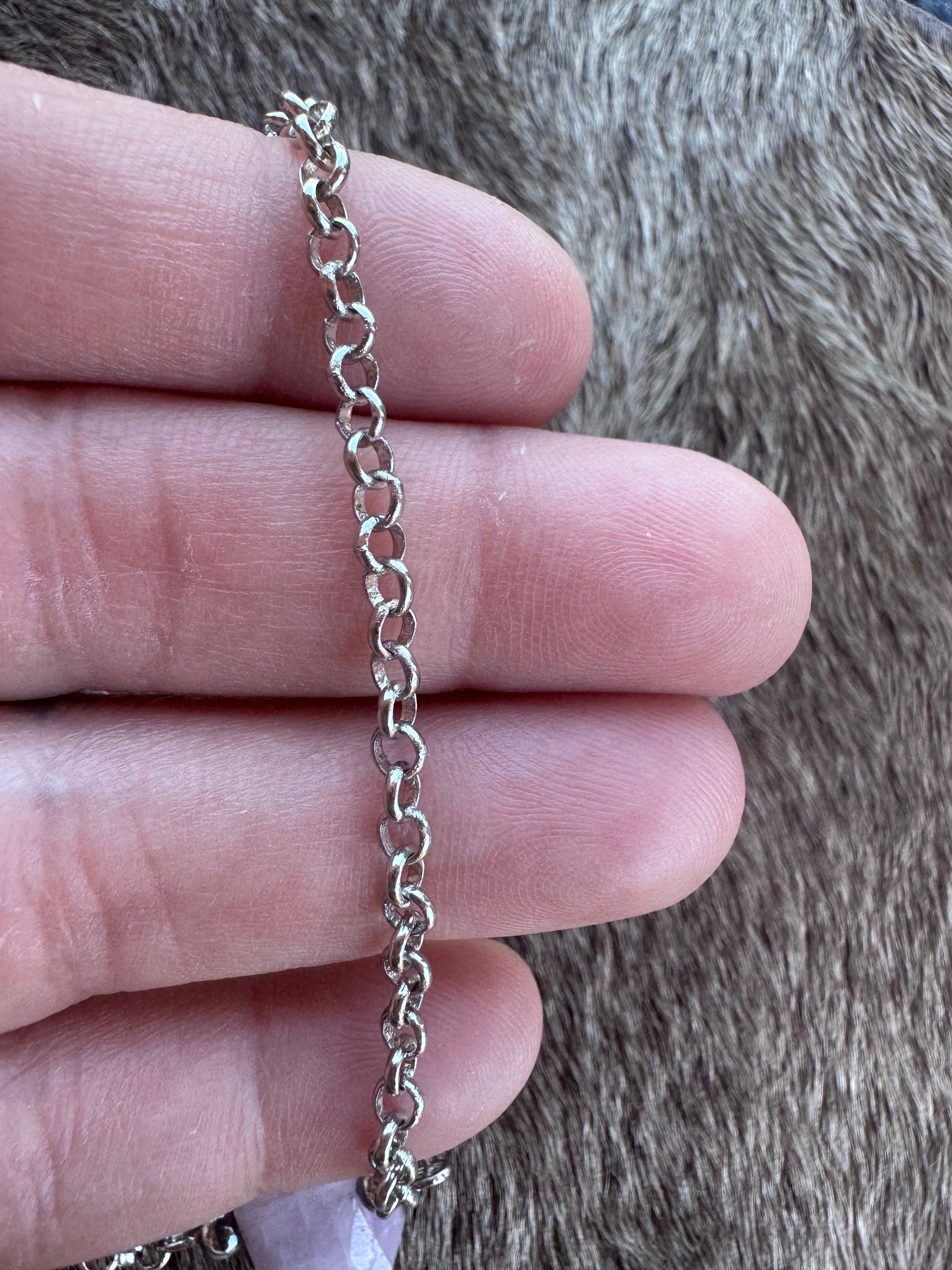 Handmade Sterling Silver & Kunzite Chain Necklace 13.5" by Roaming Buffalo