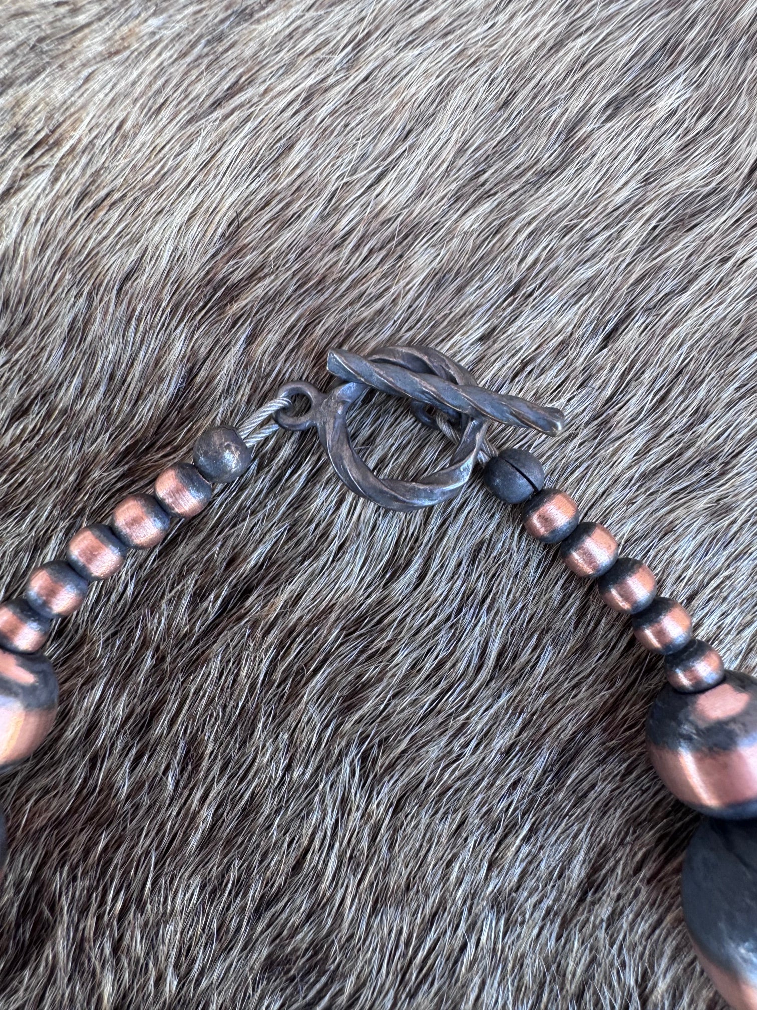 Handcrafted Copper 3-12mm Beaded Bracelet 7.25"