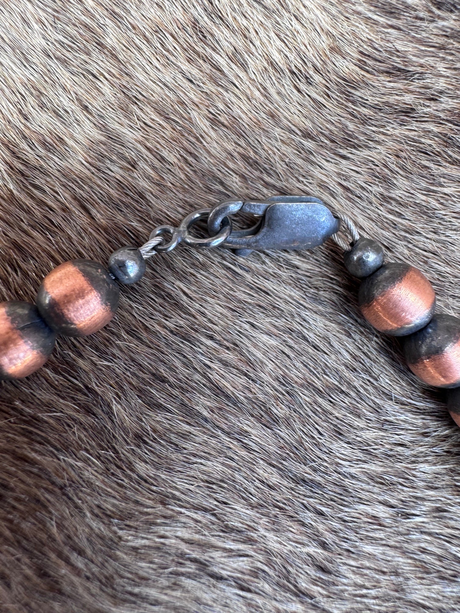 Handcrafted Copper 3-8mm Beaded Bracelet 8"