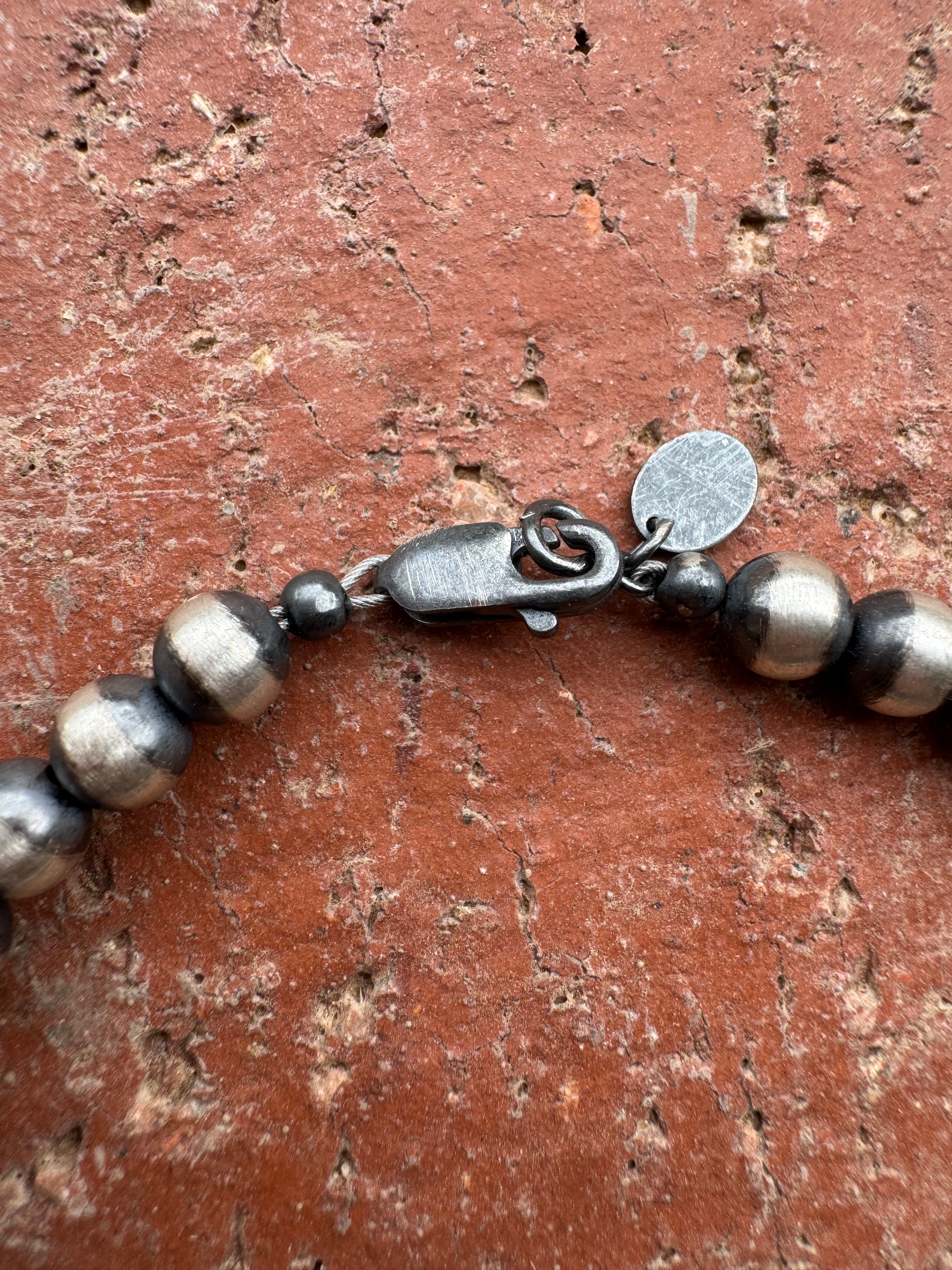 Handcrafted Sterling Silver Kingman Turquoise Beaded 6mm Bracelet