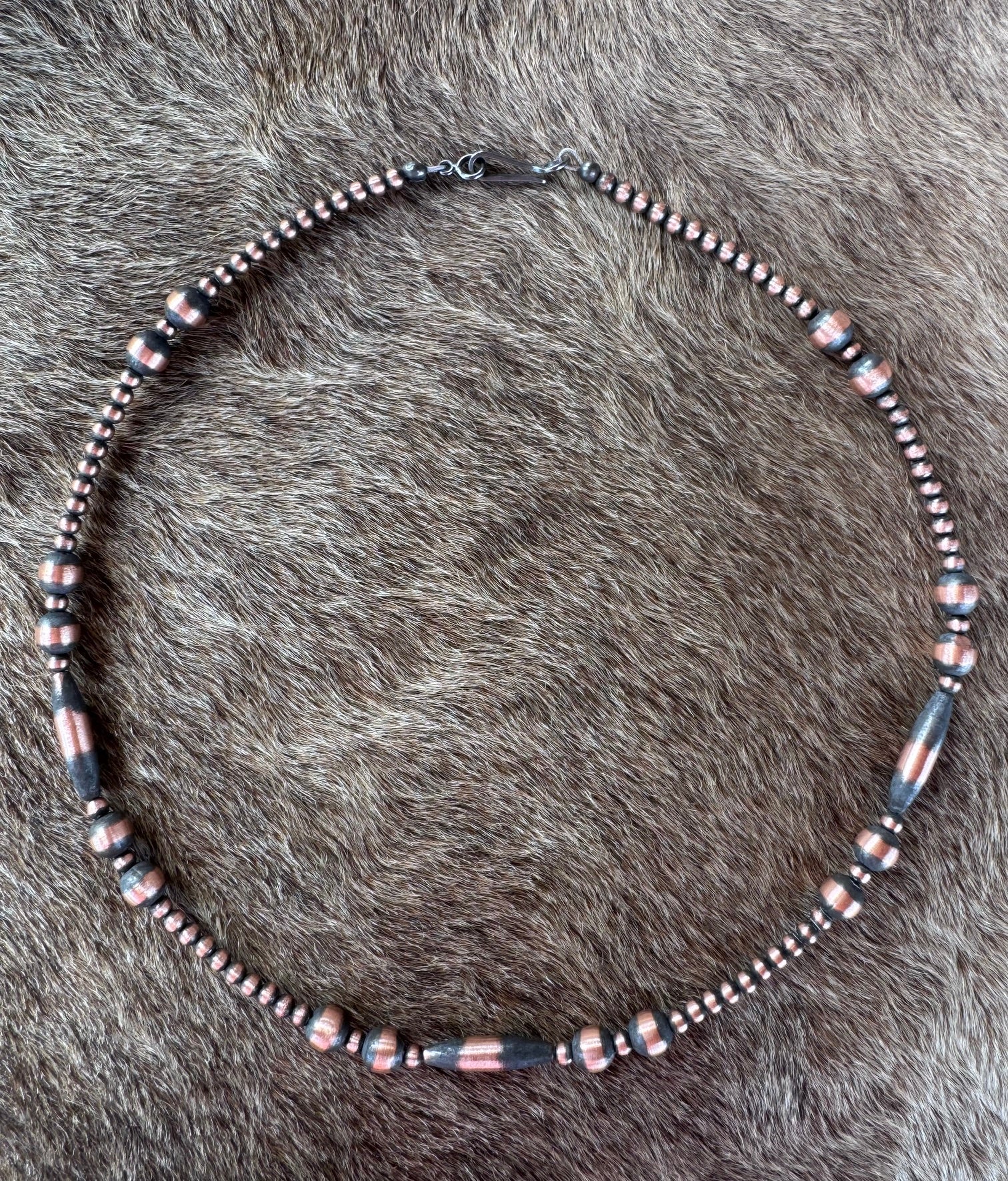 Handcrafted Copper Seed Bead Collection 3-6mm Beaded Necklace 16"