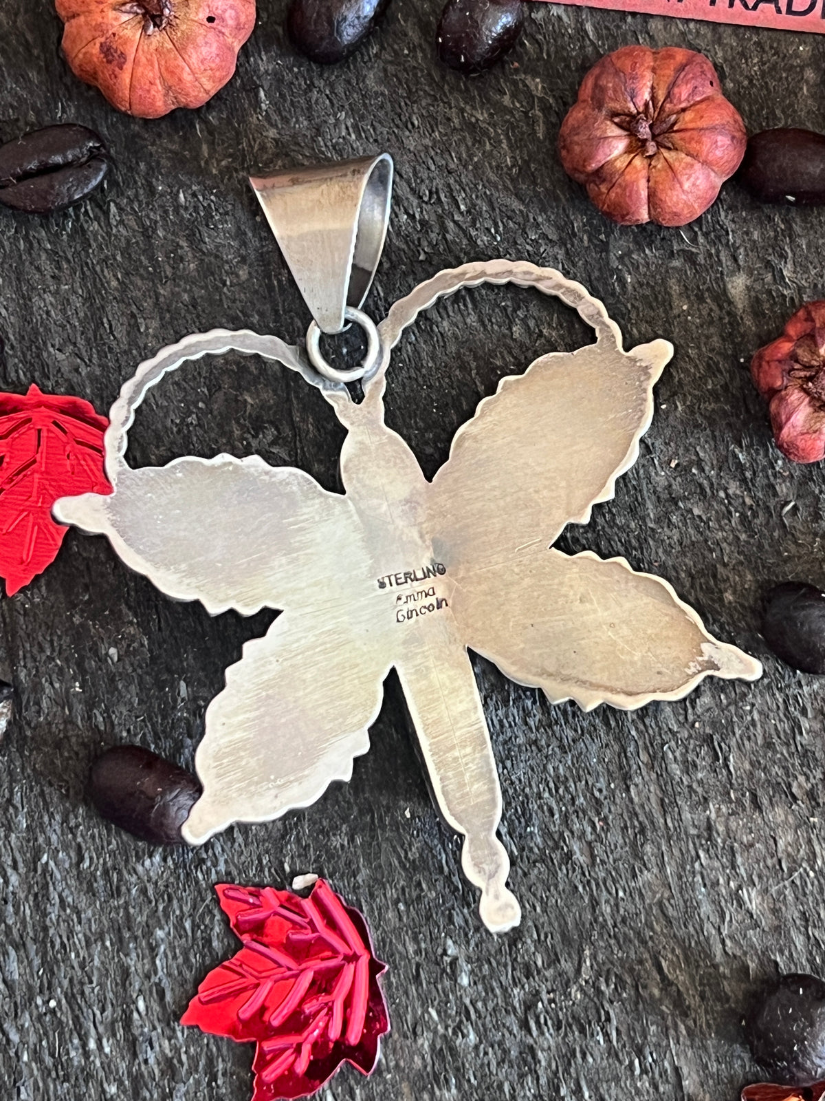 Estate Collection Sterling Silver and Kingman Turquoise Butterfly Pendant by Emma Lincoln